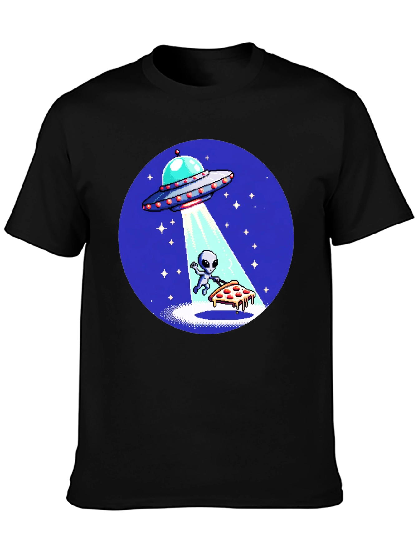 Alien Pizza Abduction Graphic T-Shirt