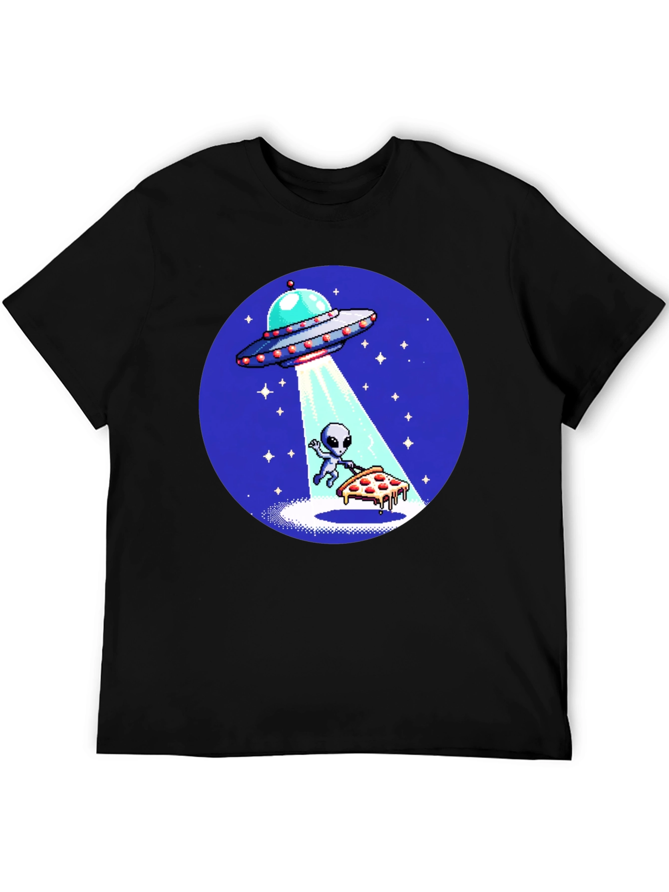 Alien Pizza Abduction Graphic T-Shirt