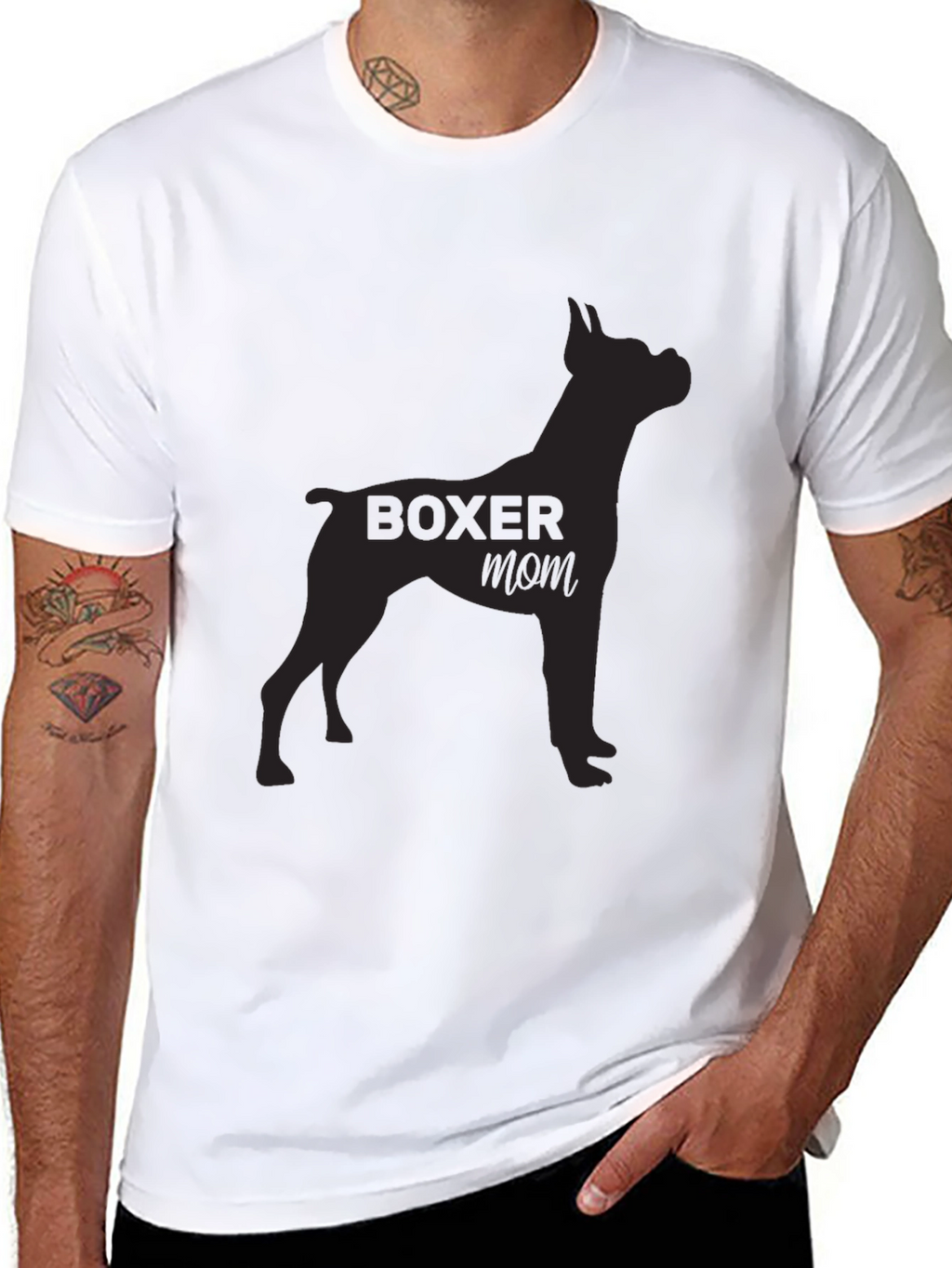Boxer Mom Black T-Shirt