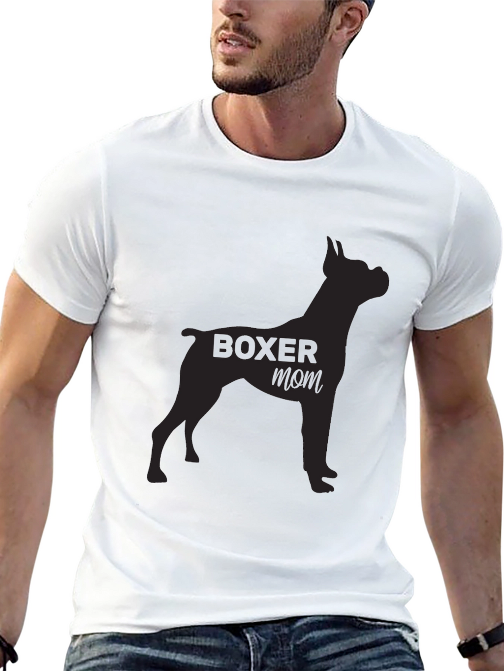 Boxer Mom Black T-Shirt