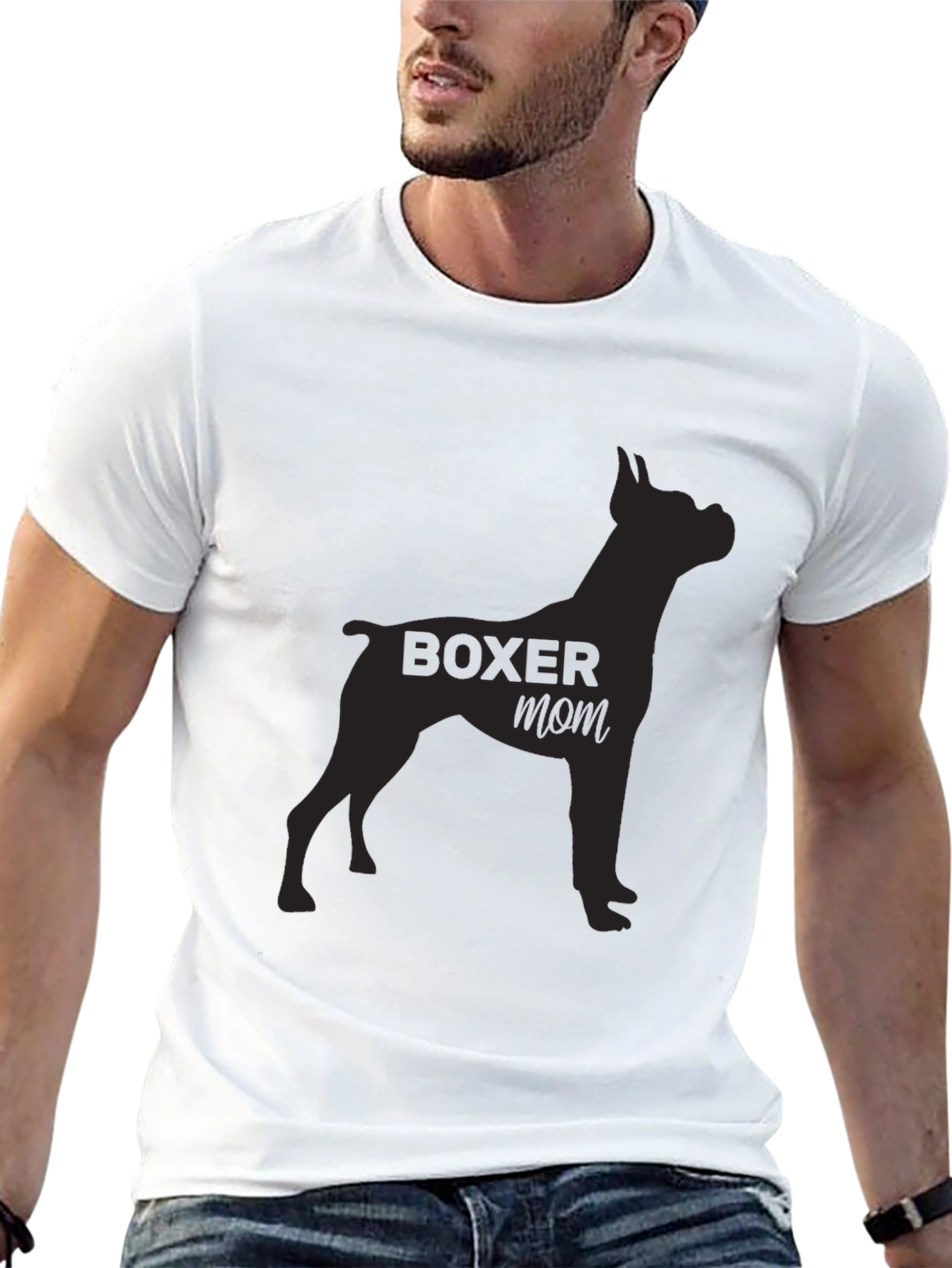 Boxer Mom Black T-Shirt