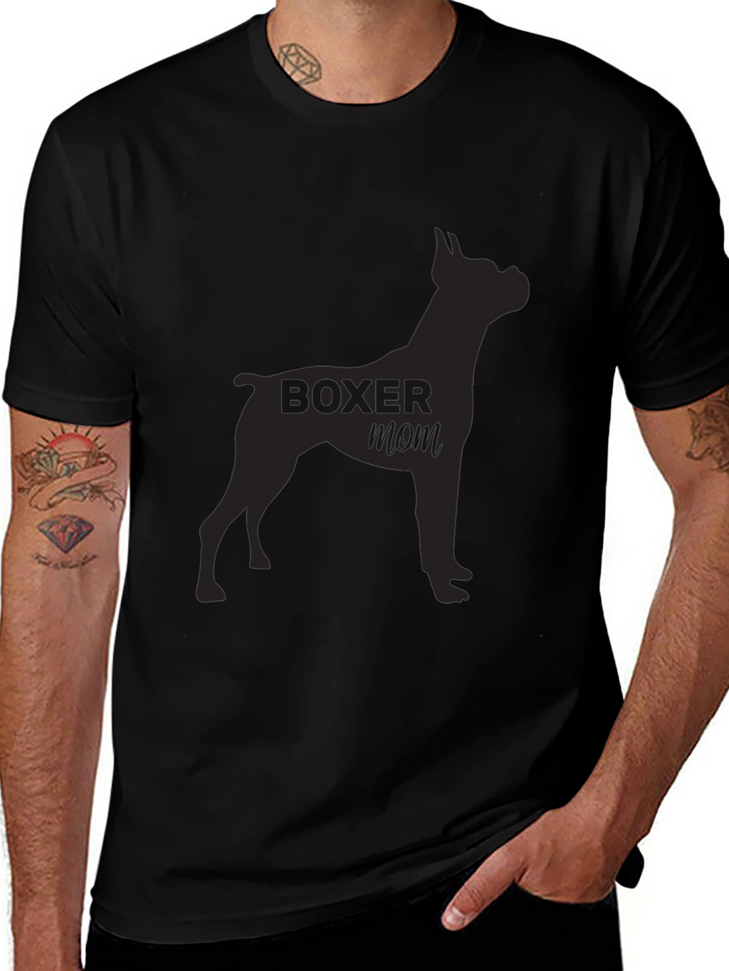 Boxer Mom Black T-Shirt