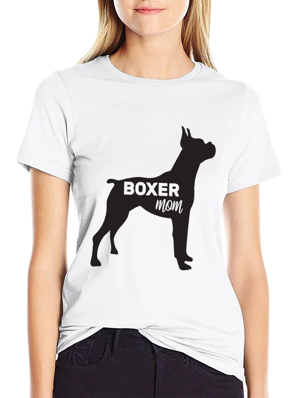 Boxer Mom Black T-Shirt