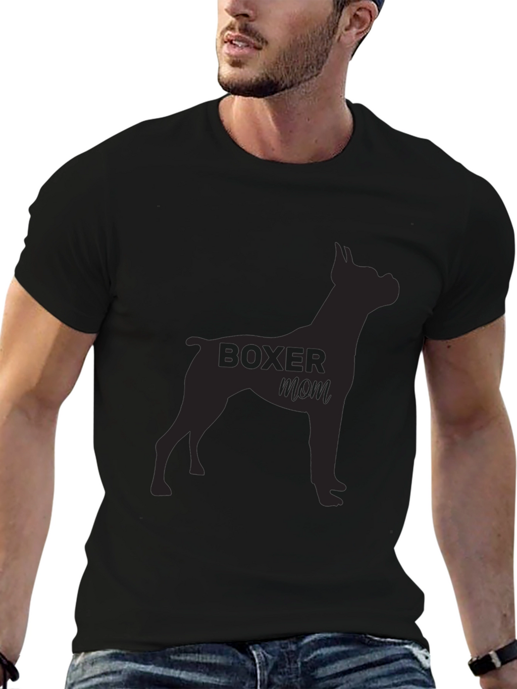 Boxer Mom Black T-Shirt