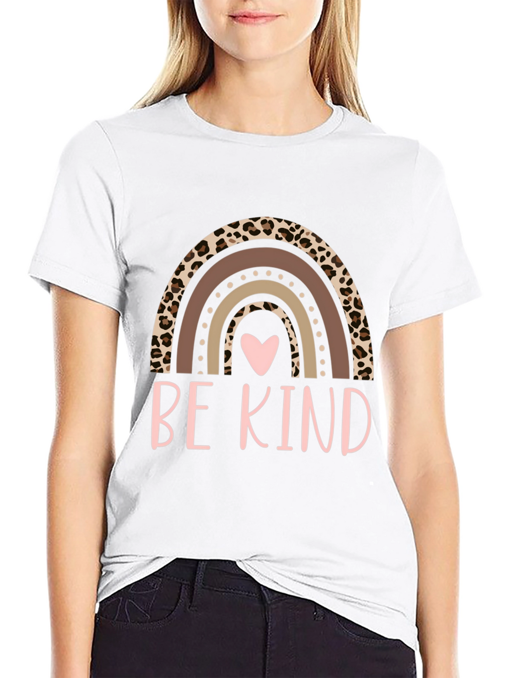Be Kind Rainbow Leopard Print T-Shirt