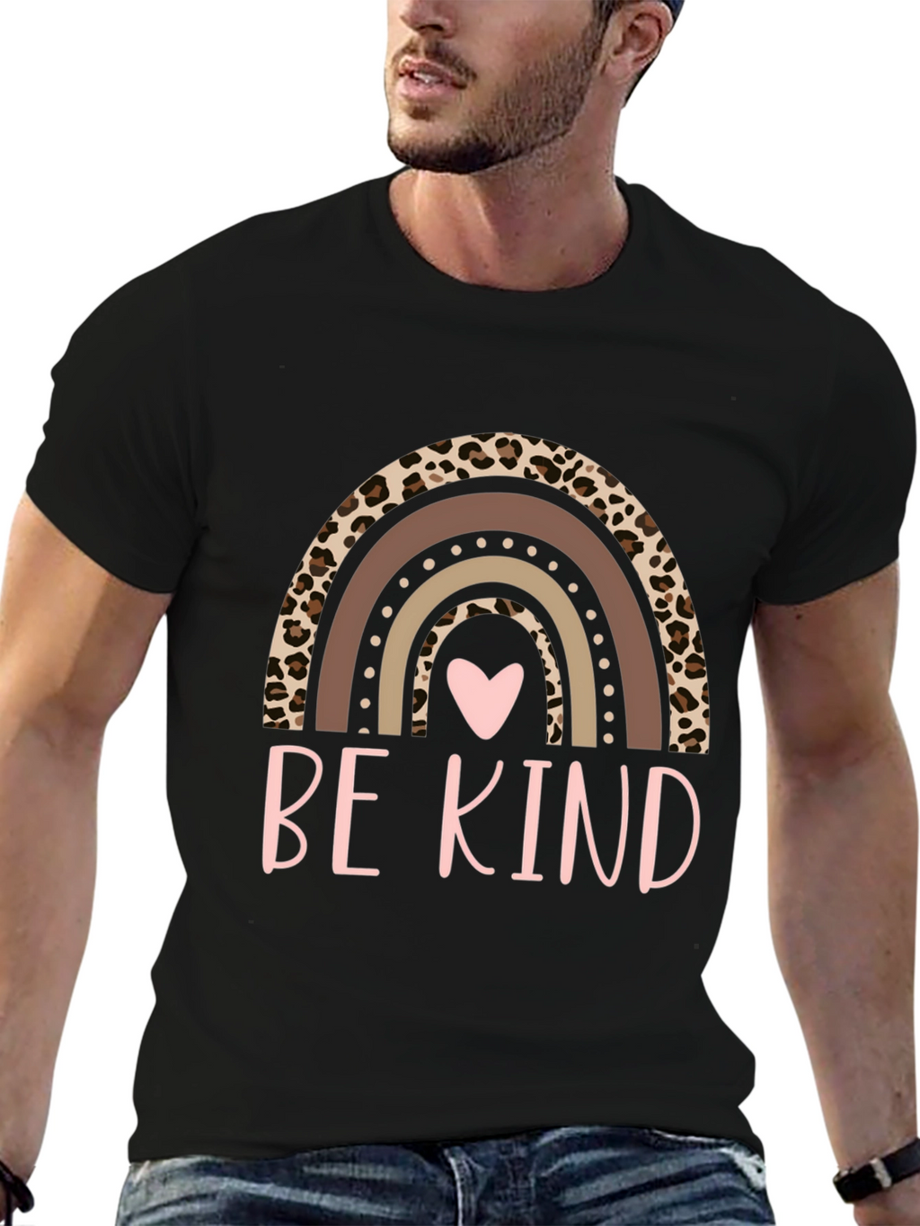 Be Kind Rainbow Leopard Print T-Shirt