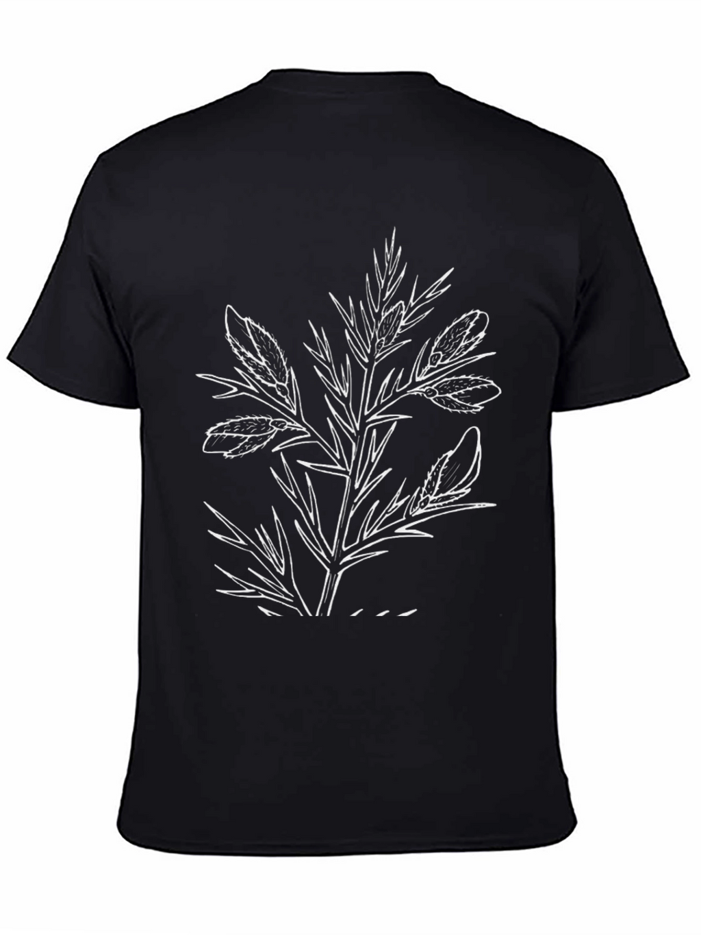 Black Graphic Tee with Botanical Print