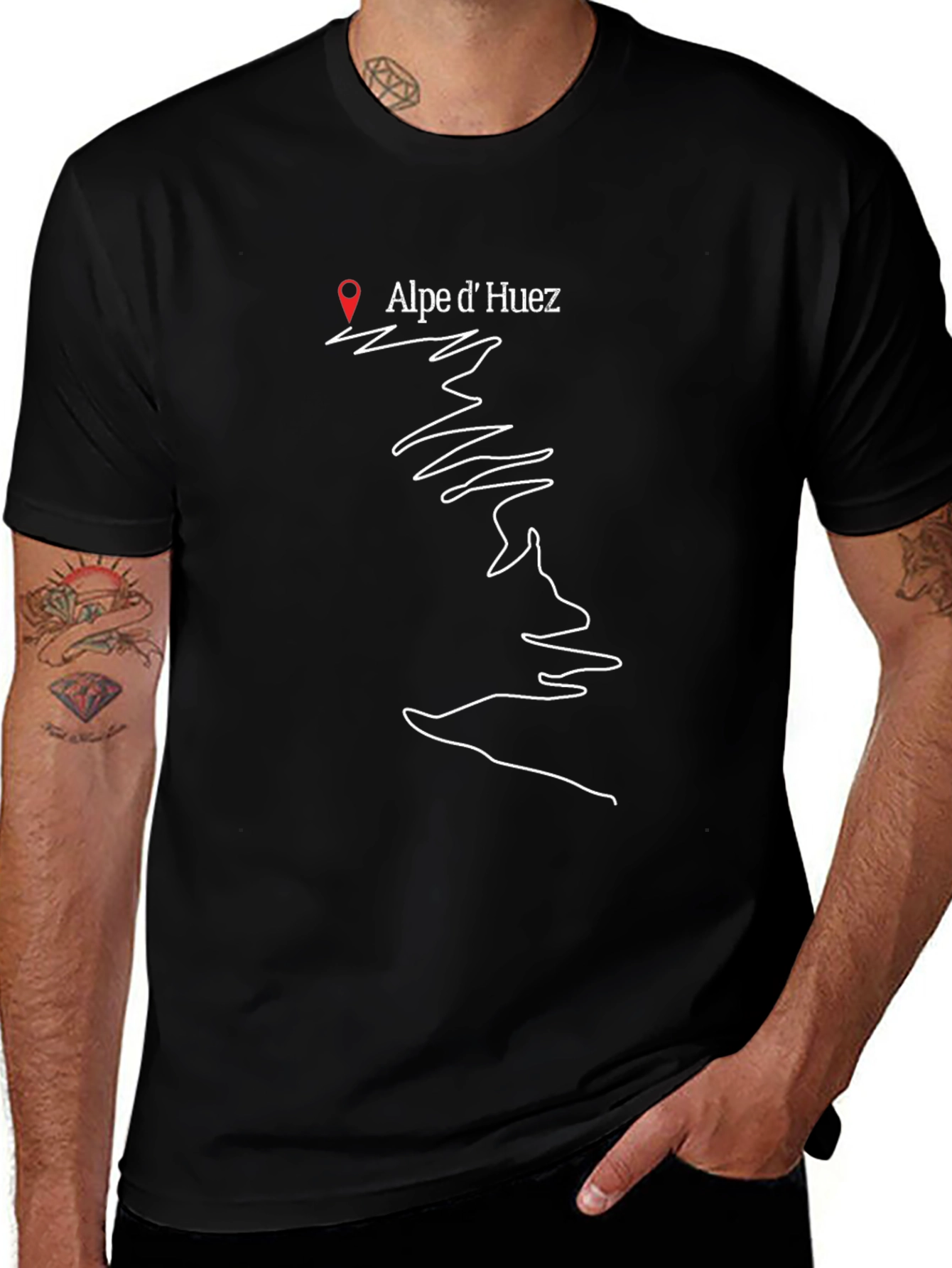 Alpe dHuez Black T-Shirt Cycling Gift