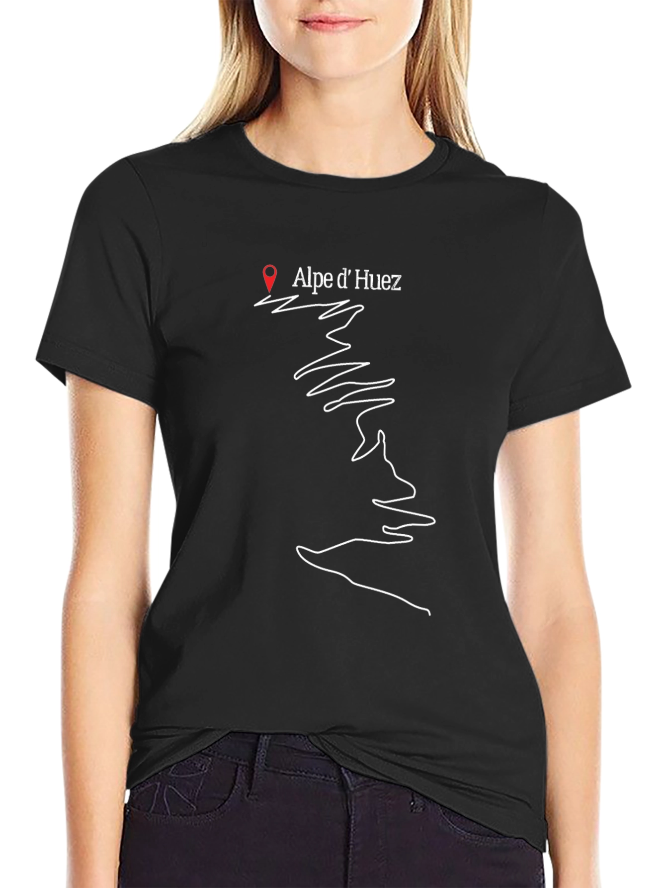 Alpe dHuez Black T-Shirt Cycling Gift