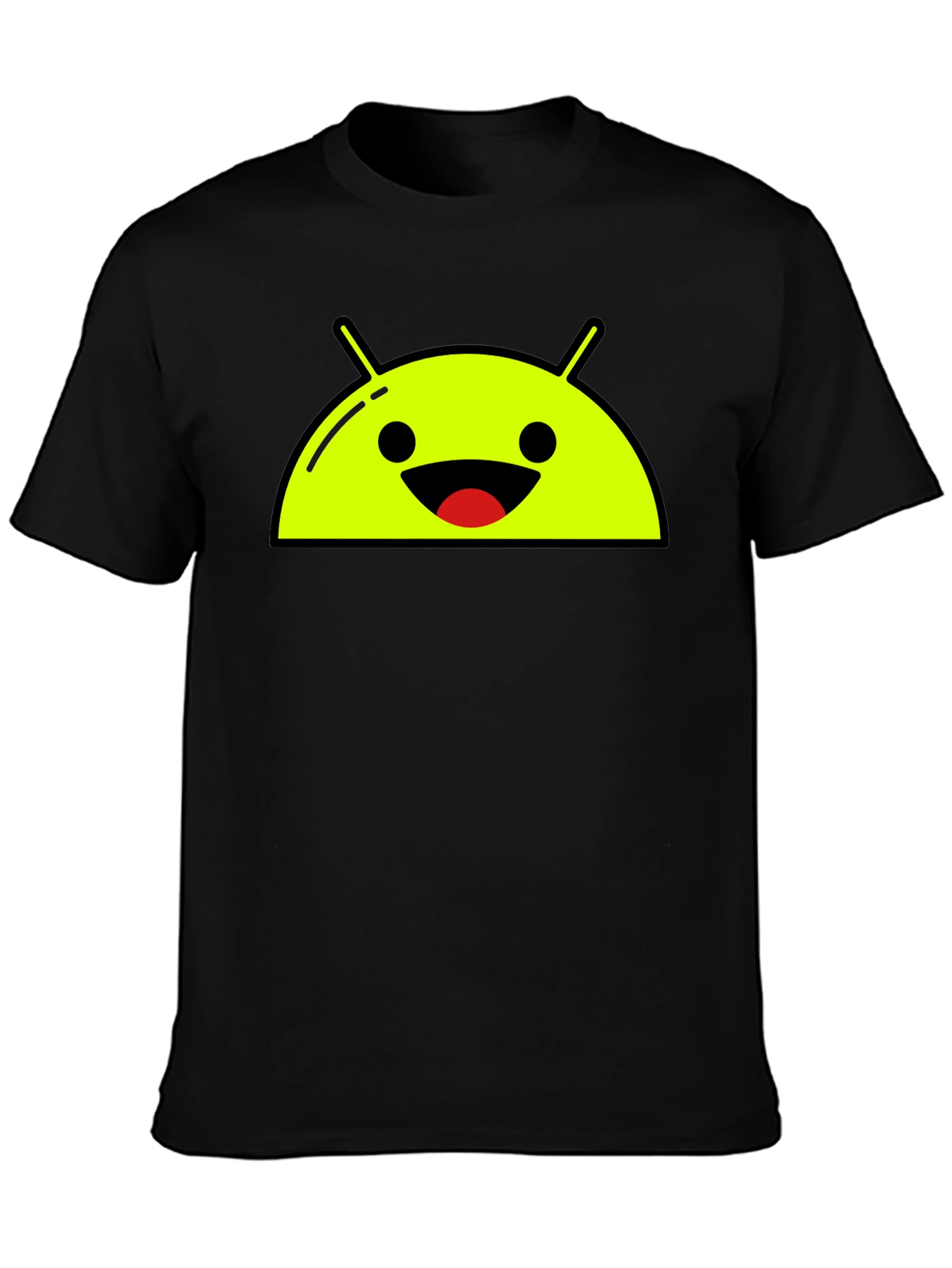 Android Robot Head Graphic Tee - Black