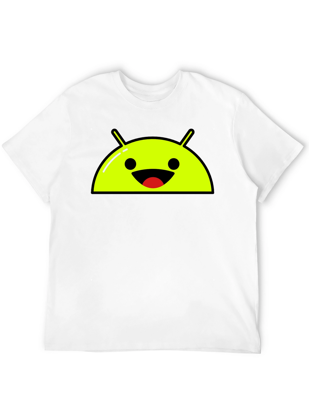 Android Robot Head Graphic Tee - Black