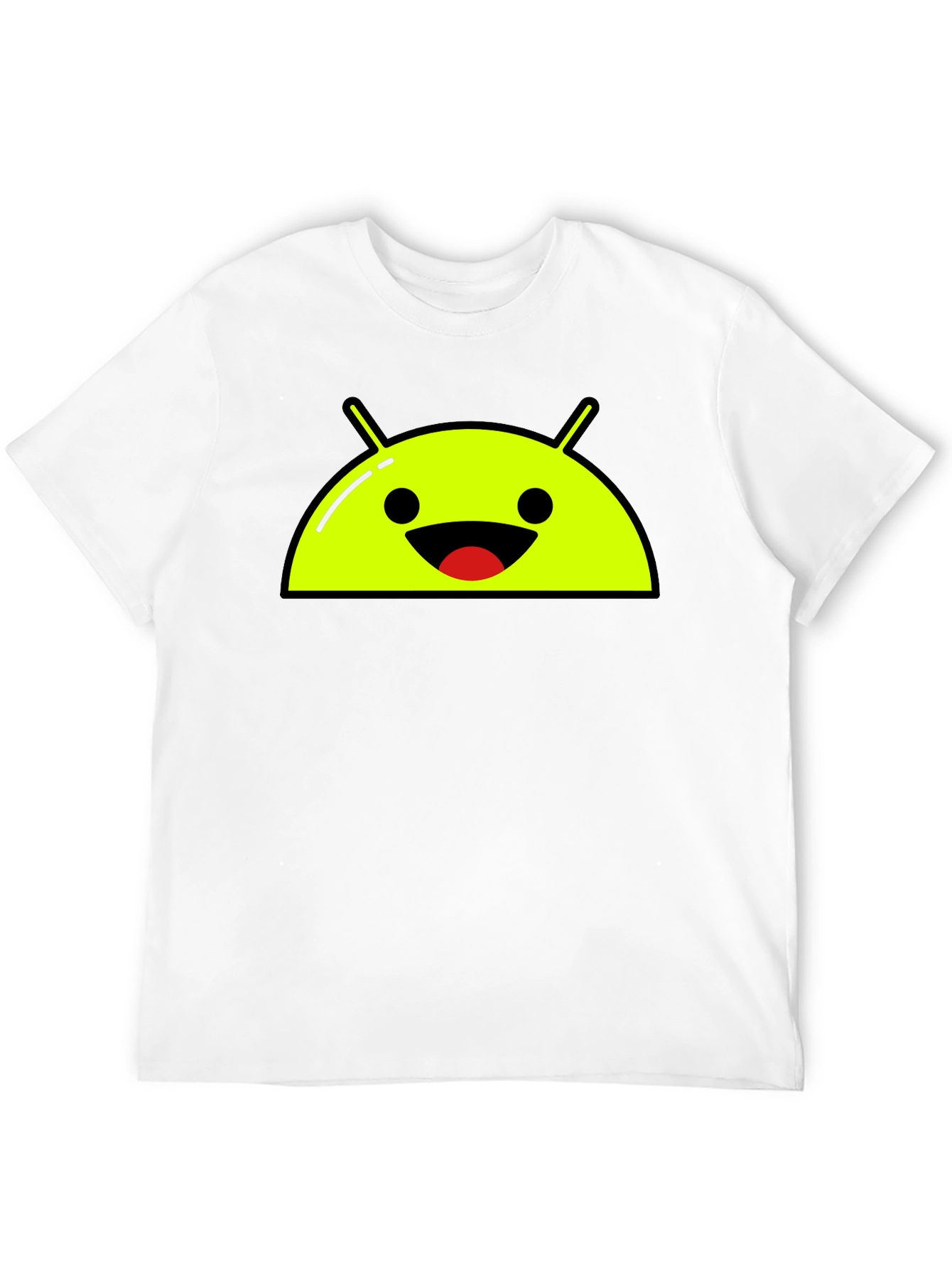 Android Robot Head Graphic Tee - Black