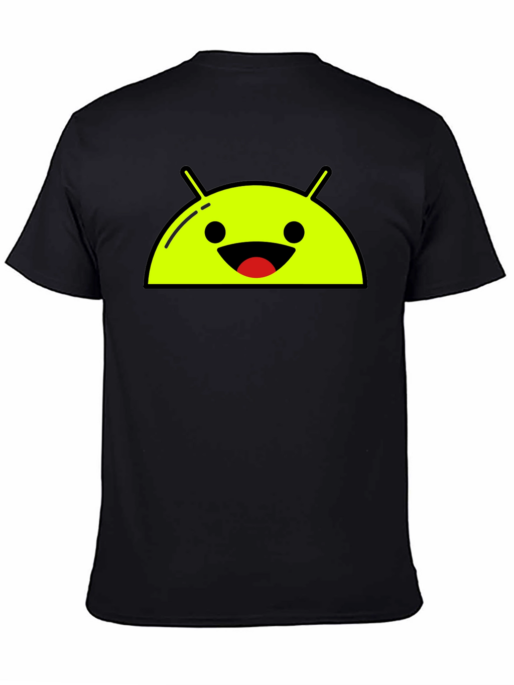 Android Robot Head Graphic Tee - Black