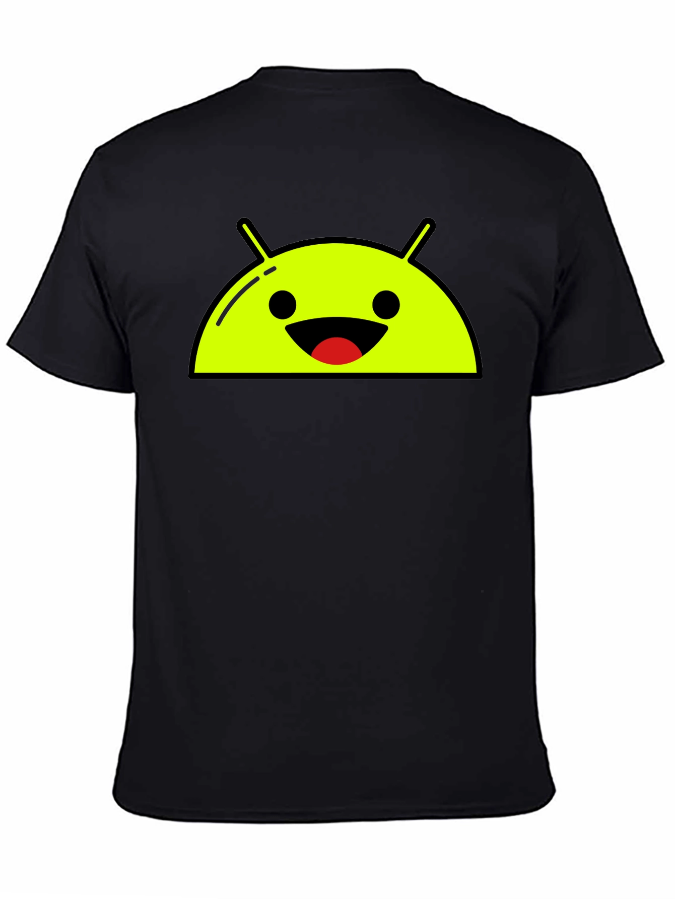 Android Robot Head Graphic Tee - Black