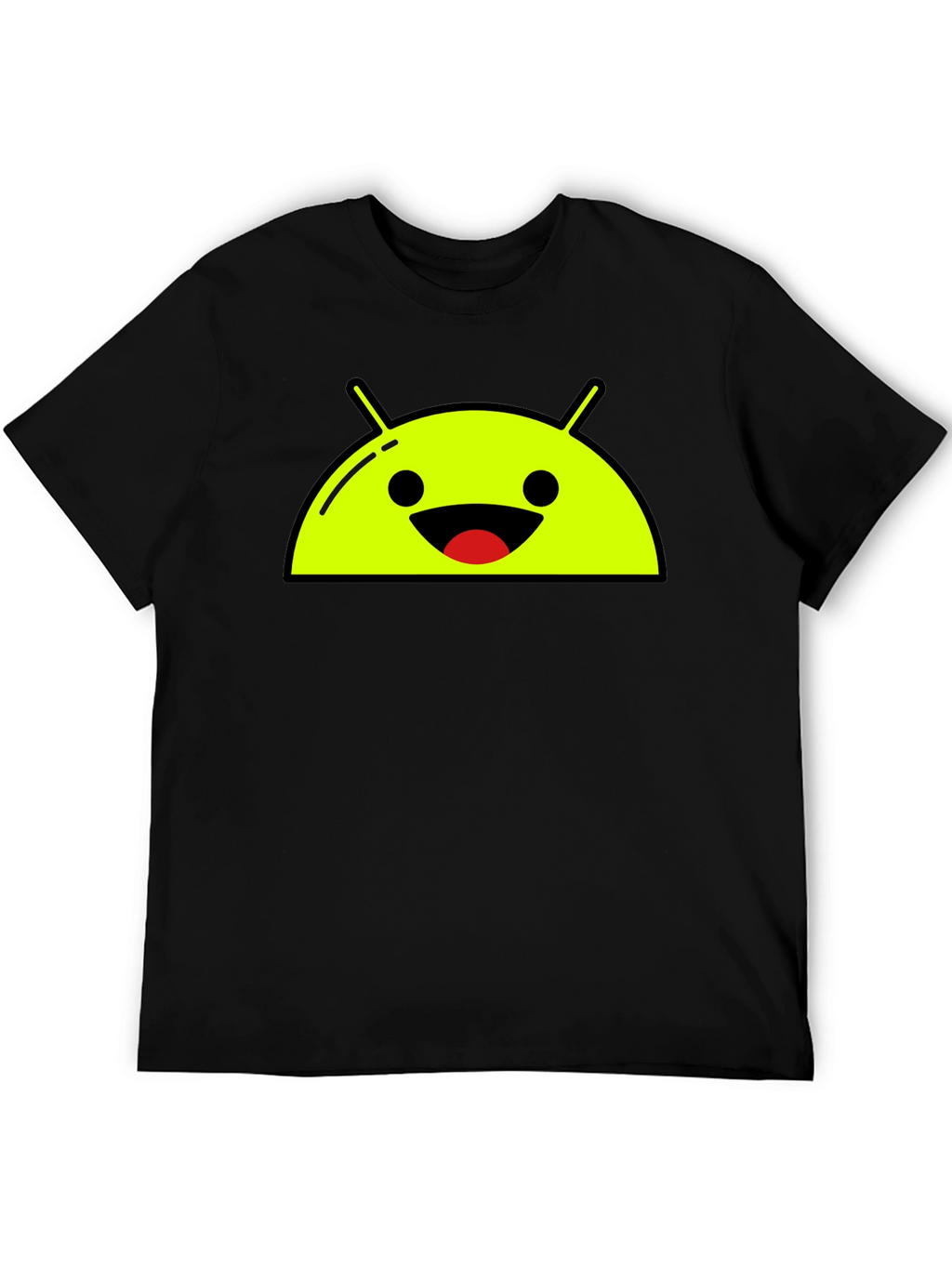 Android Robot Head Graphic Tee - Black