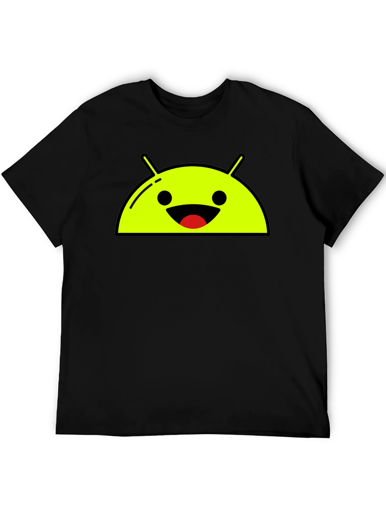 Android Robot Head Graphic Tee - Black