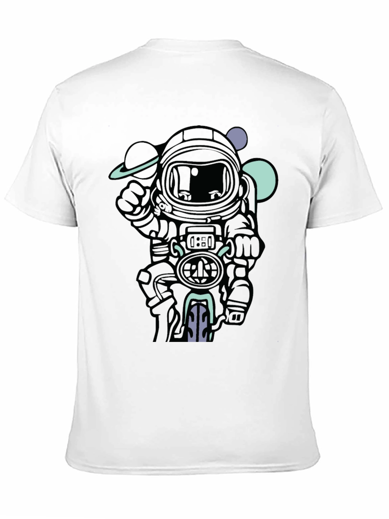 Astronaut Biker Graphic Tee - Black Cotton T-Shirt