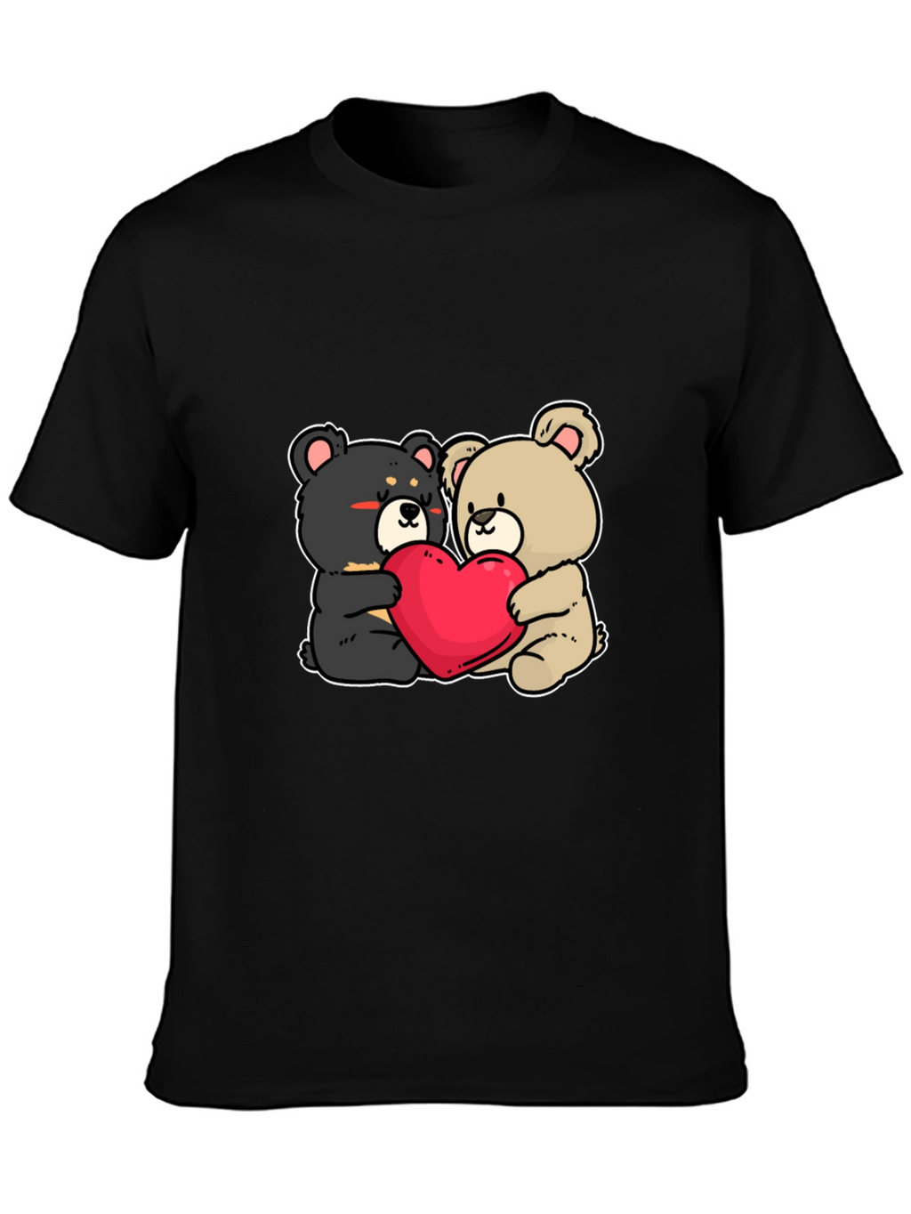 Bear Hug Heart T-Shirt: Love Cute Black