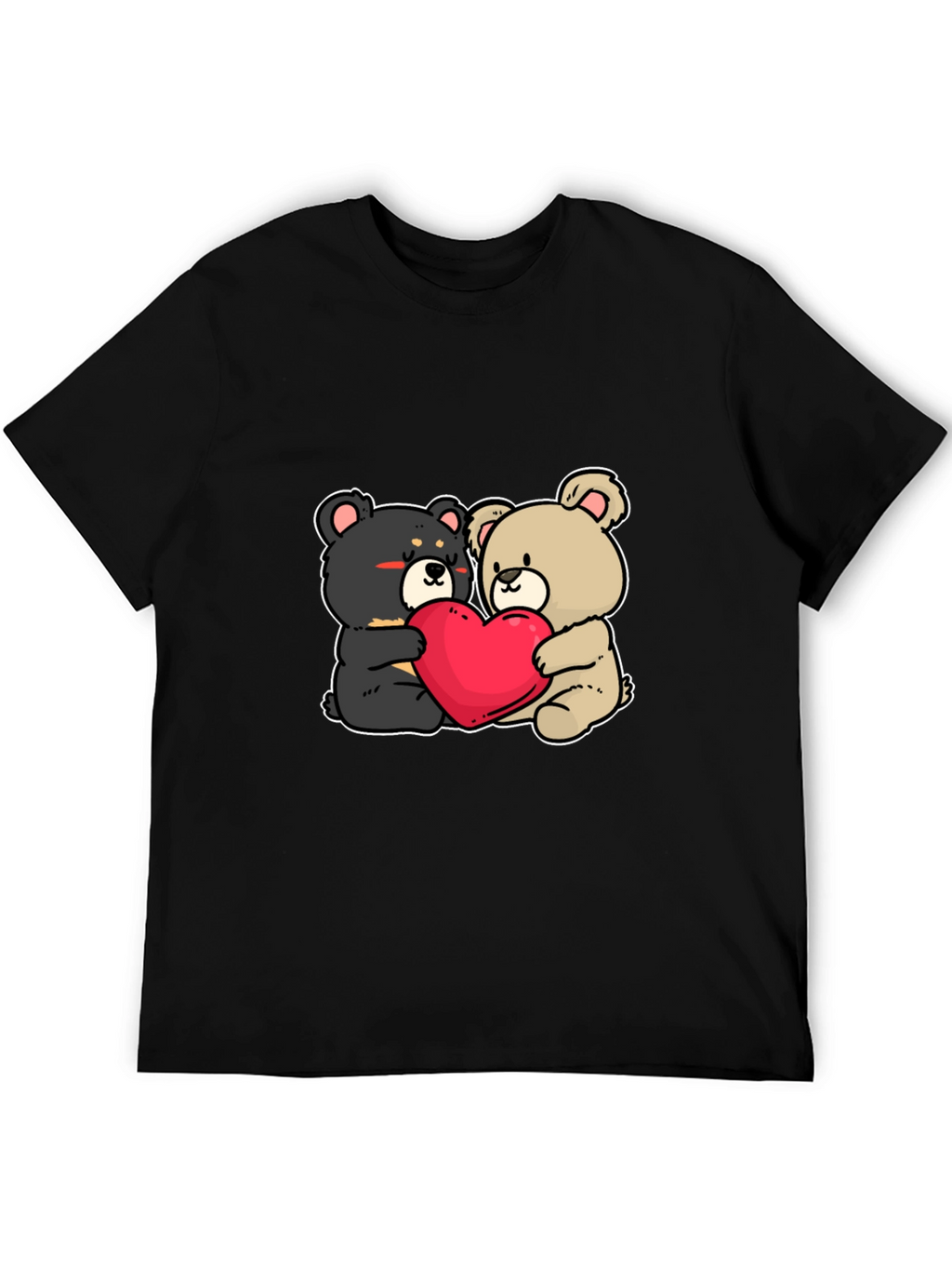 Bear Hug Heart T-Shirt: Love Cute Black