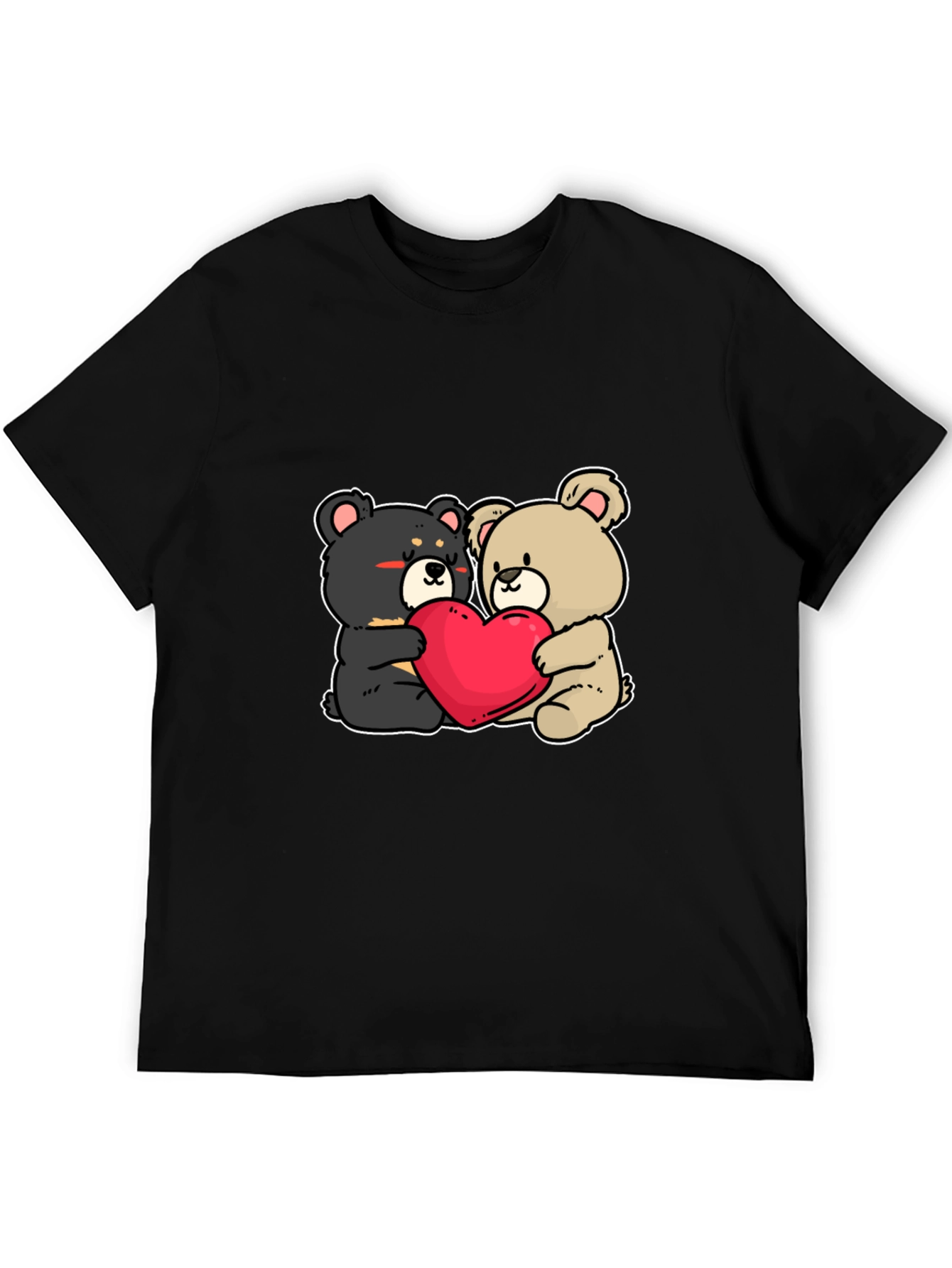 Bear Hug Heart T-Shirt: Love Cute Black