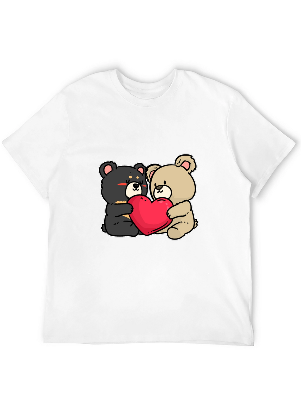 Bear Hug Heart T-Shirt: Love Cute Black