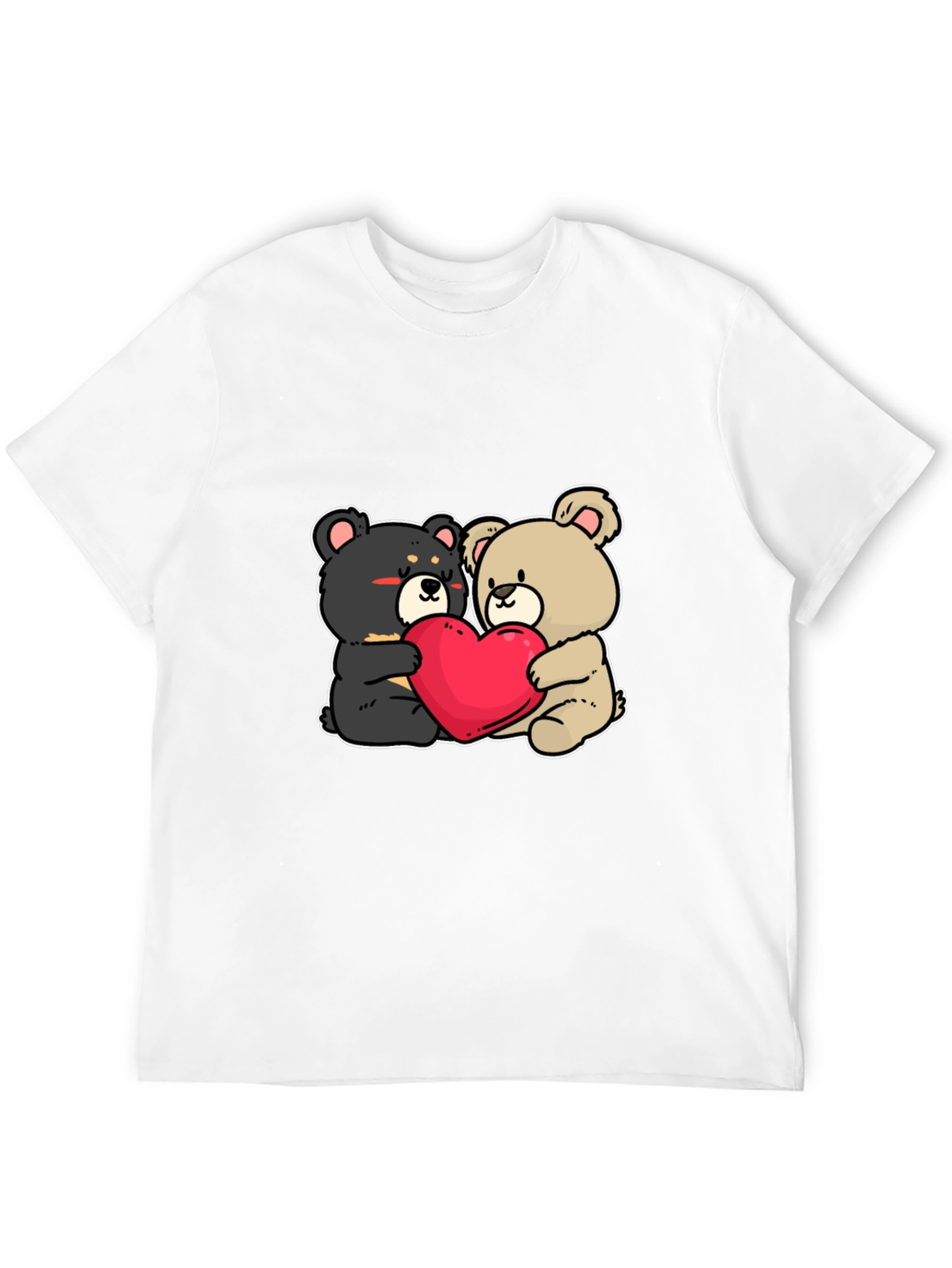 Bear Hug Heart T-Shirt: Love Cute Black