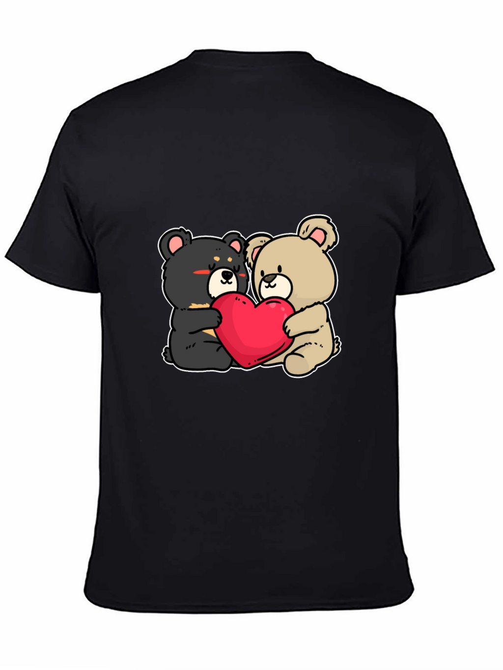 Bear Hug Heart T-Shirt: Love Cute Black