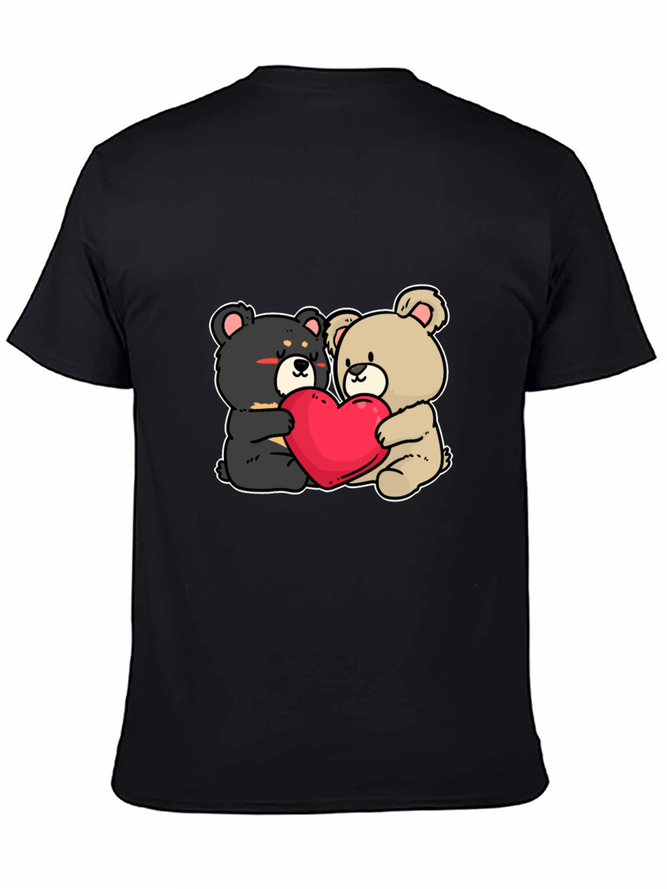 Bear Hug Heart T-Shirt: Love Cute Black