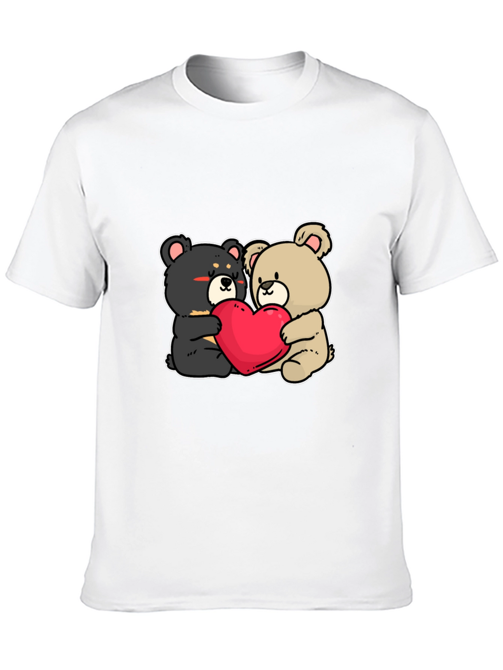 Bear Hug Heart T-Shirt: Love Cute Black