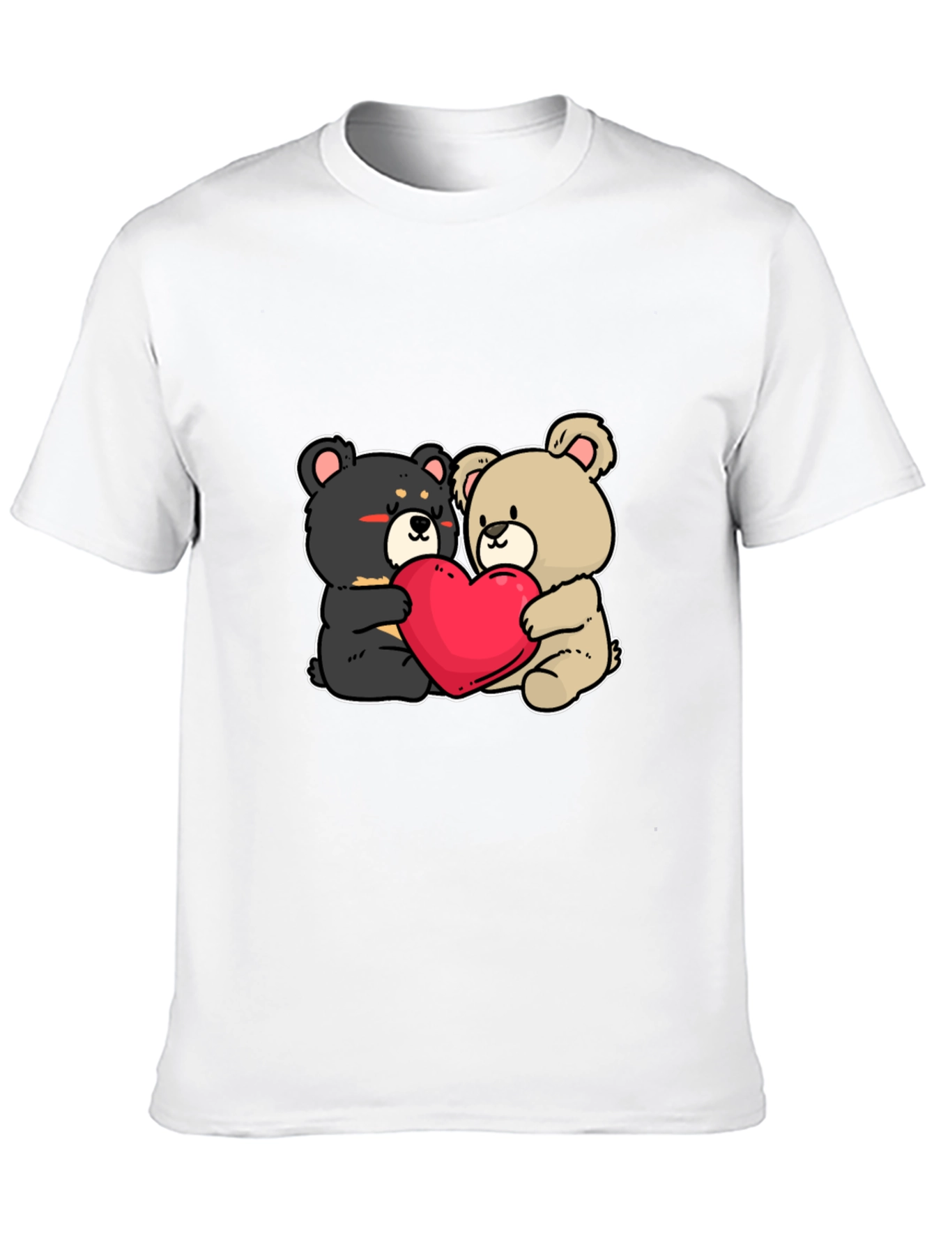 Bear Hug Heart T-Shirt: Love Cute Black