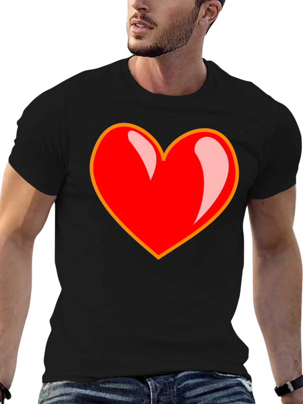 Bold Heart Graphic Tee - Black