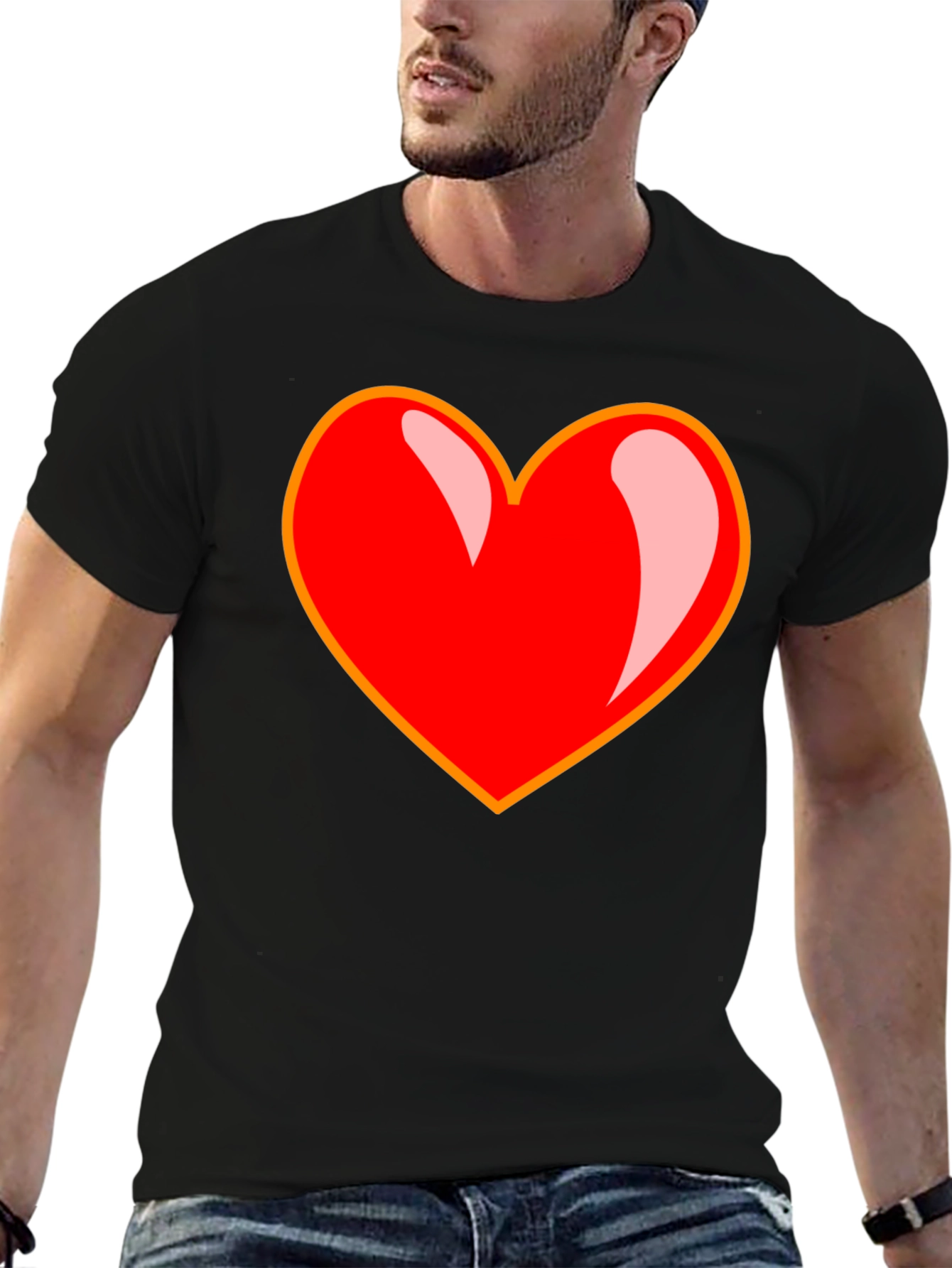 Bold Heart Graphic Tee - Black