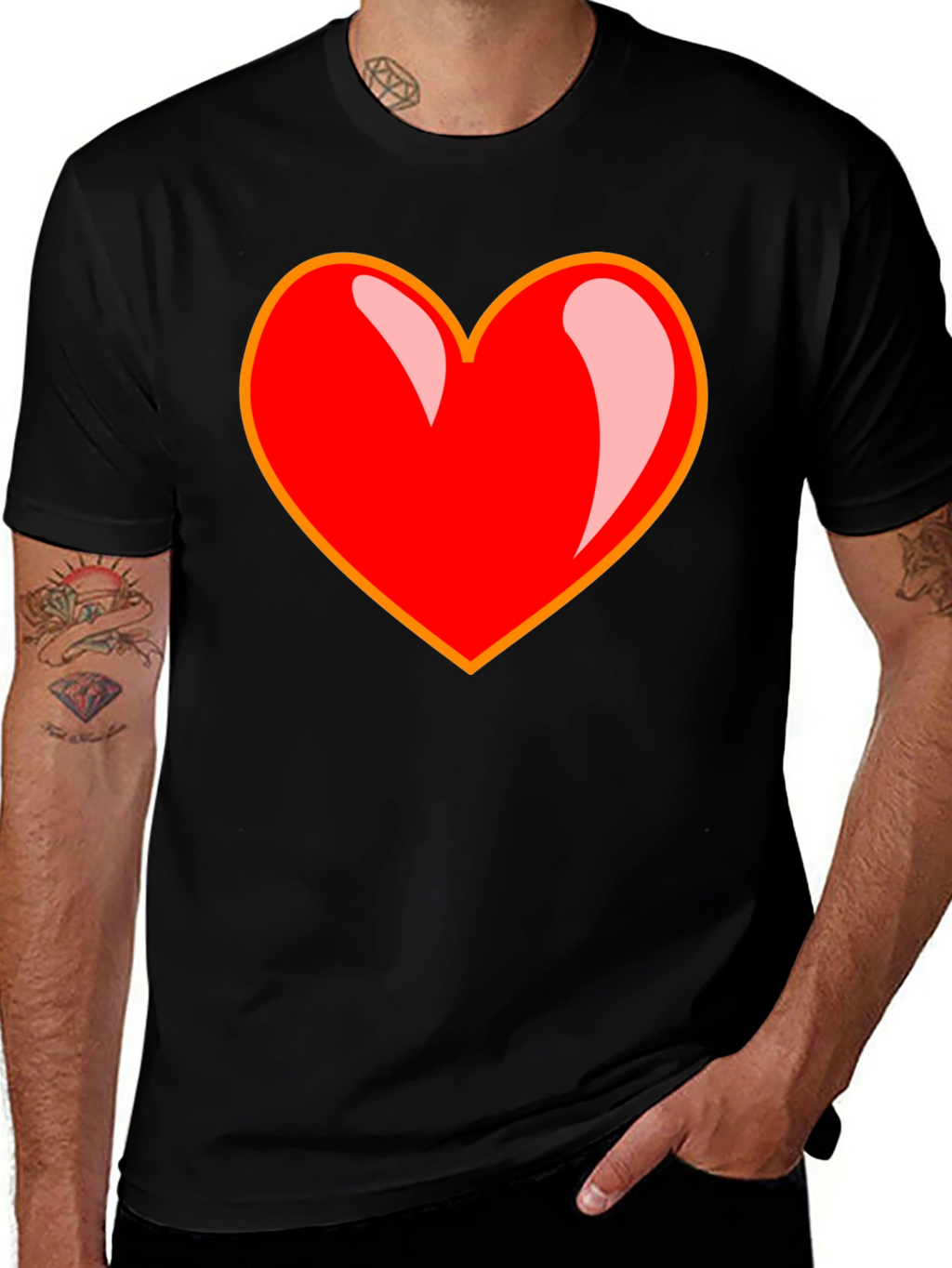 Bold Heart Graphic Tee - Black