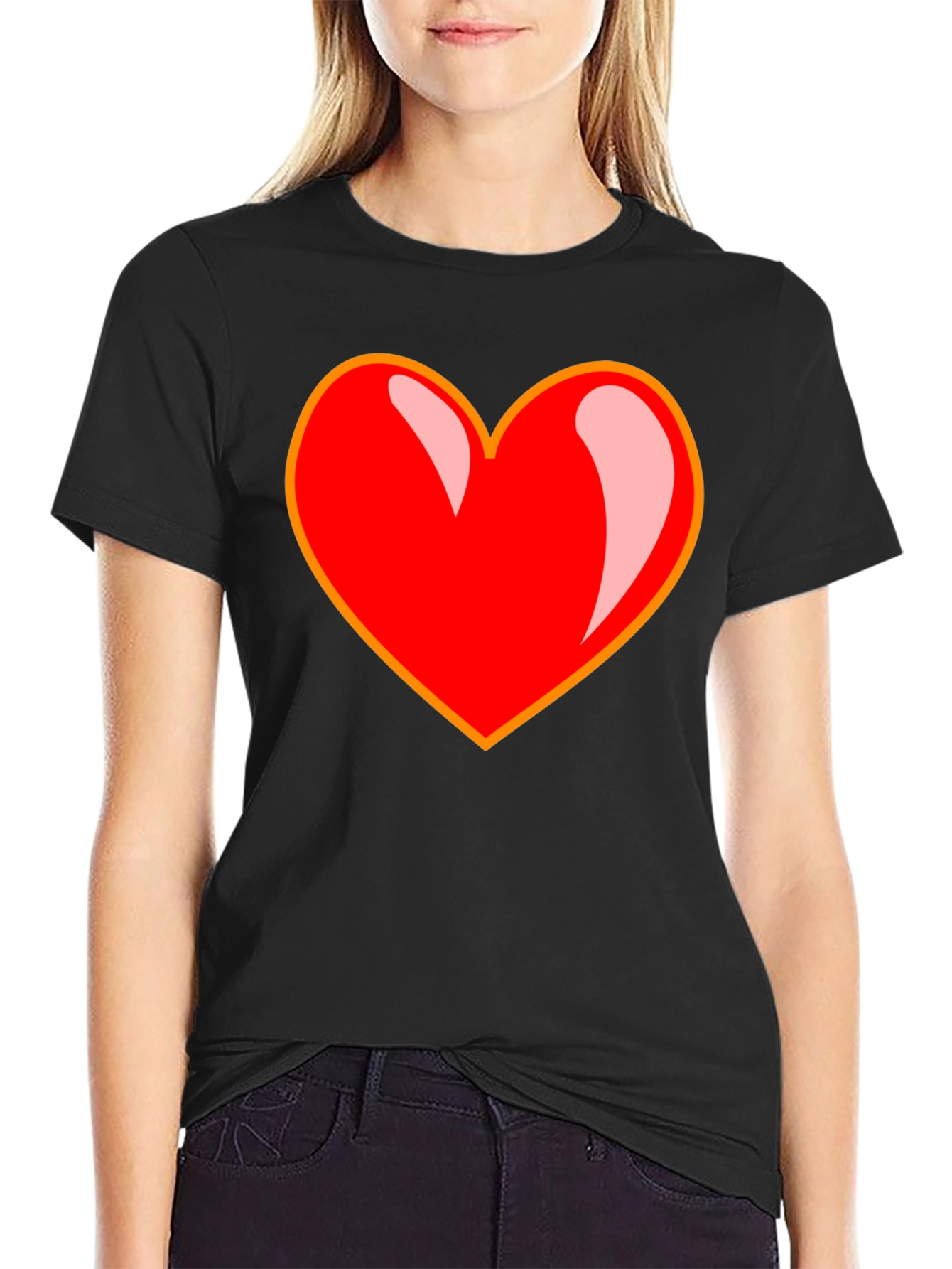 Bold Heart Graphic Tee - Black
