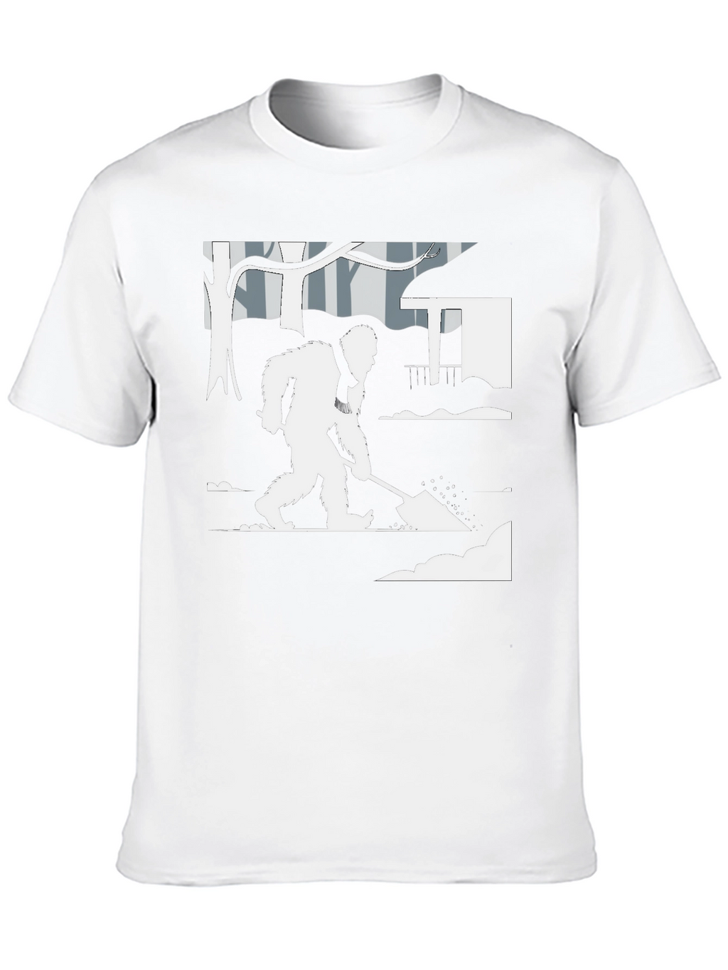 Bigfoot Shoveling Snow Graphic Tee - Black
