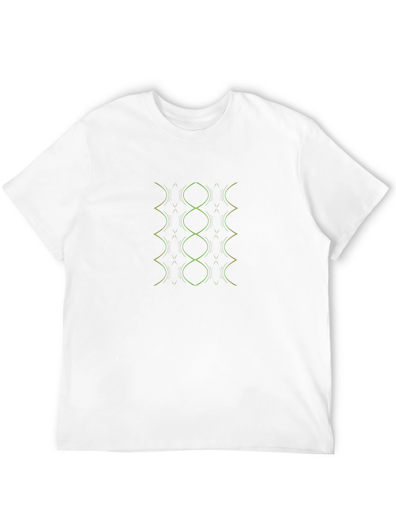 Abstract Green & Yellow Line Art Black T-Shirt