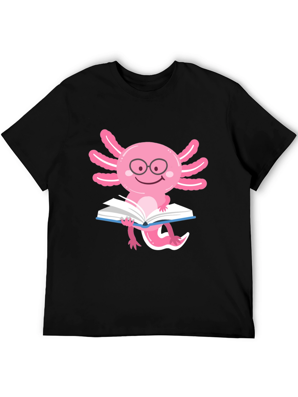 Axolotl Reader T-Shirt - Black Cotton