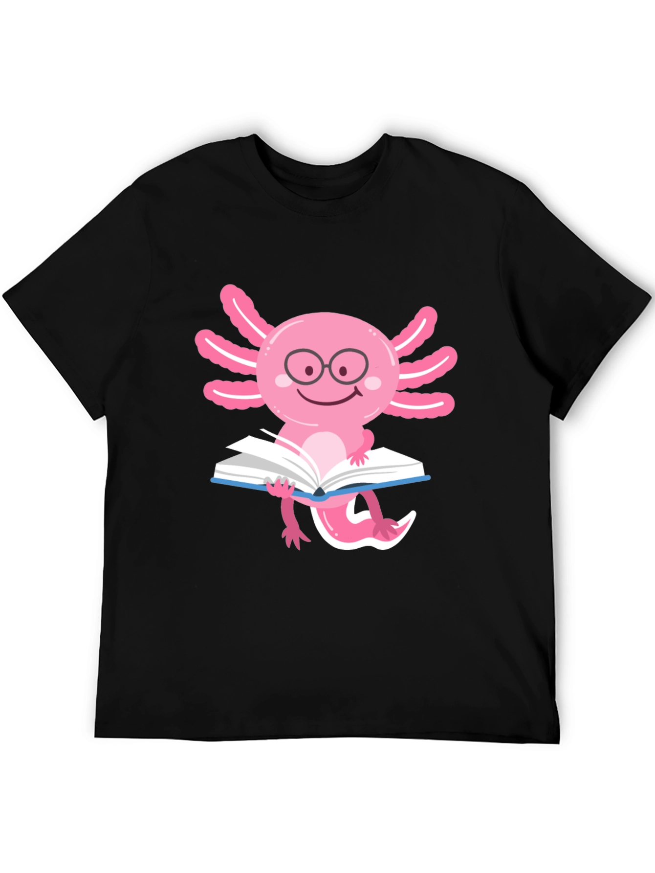 Axolotl Reader T-Shirt - Black Cotton