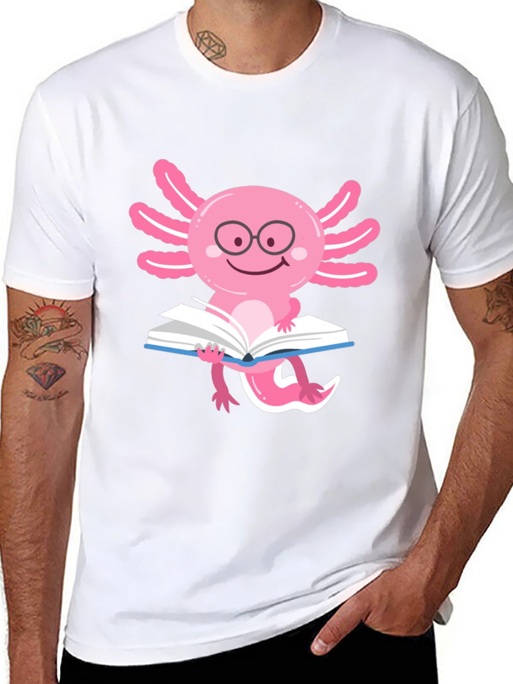 Axolotl Reader T-Shirt - Black Cotton
