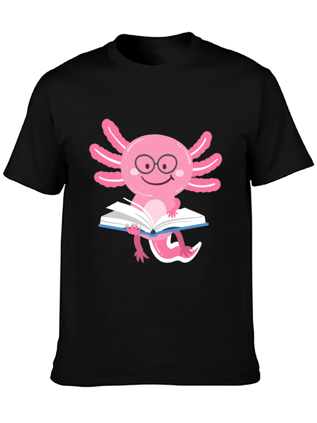 Axolotl Reader T-Shirt - Black Cotton