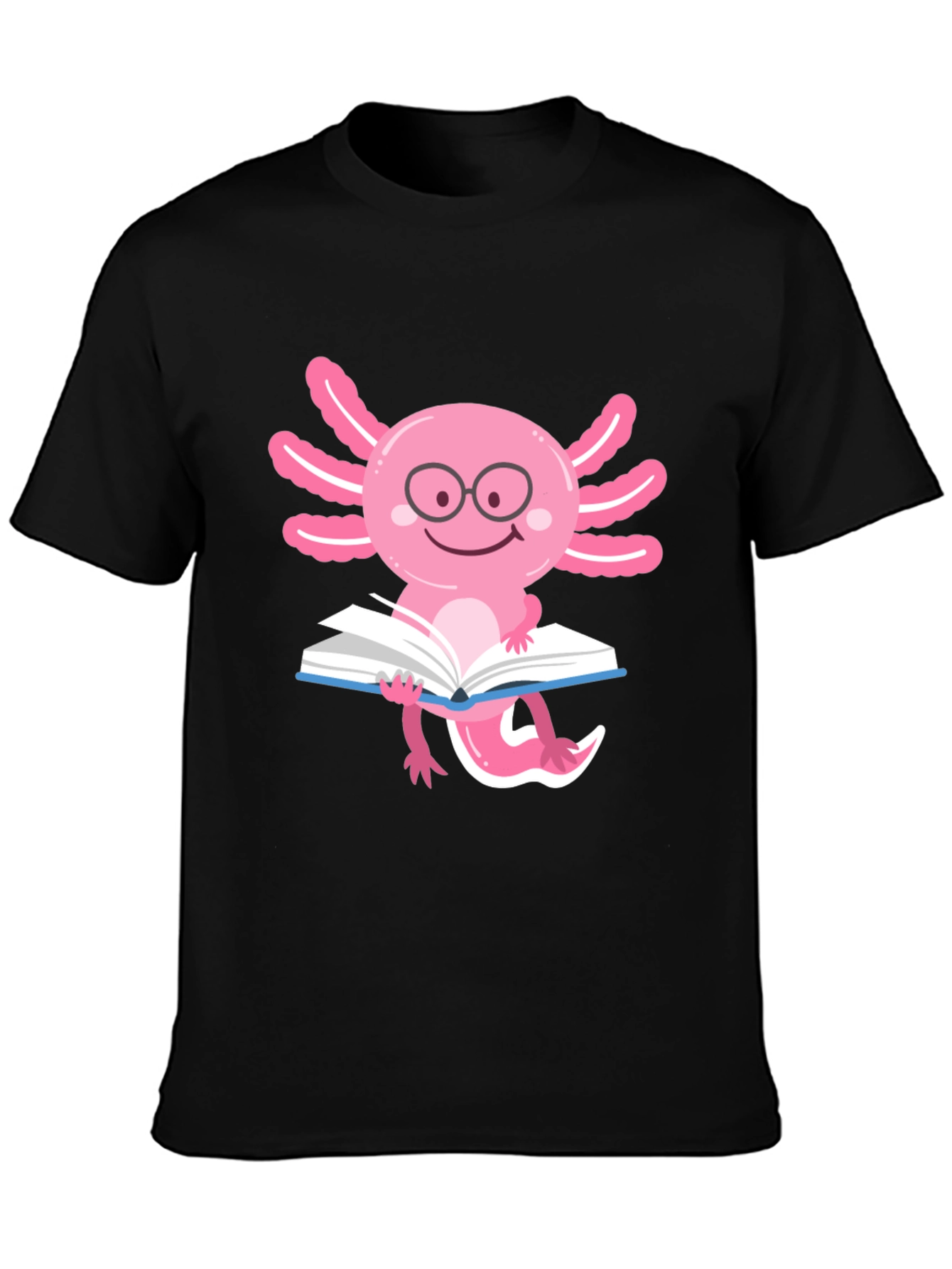 Axolotl Reader T-Shirt - Black Cotton