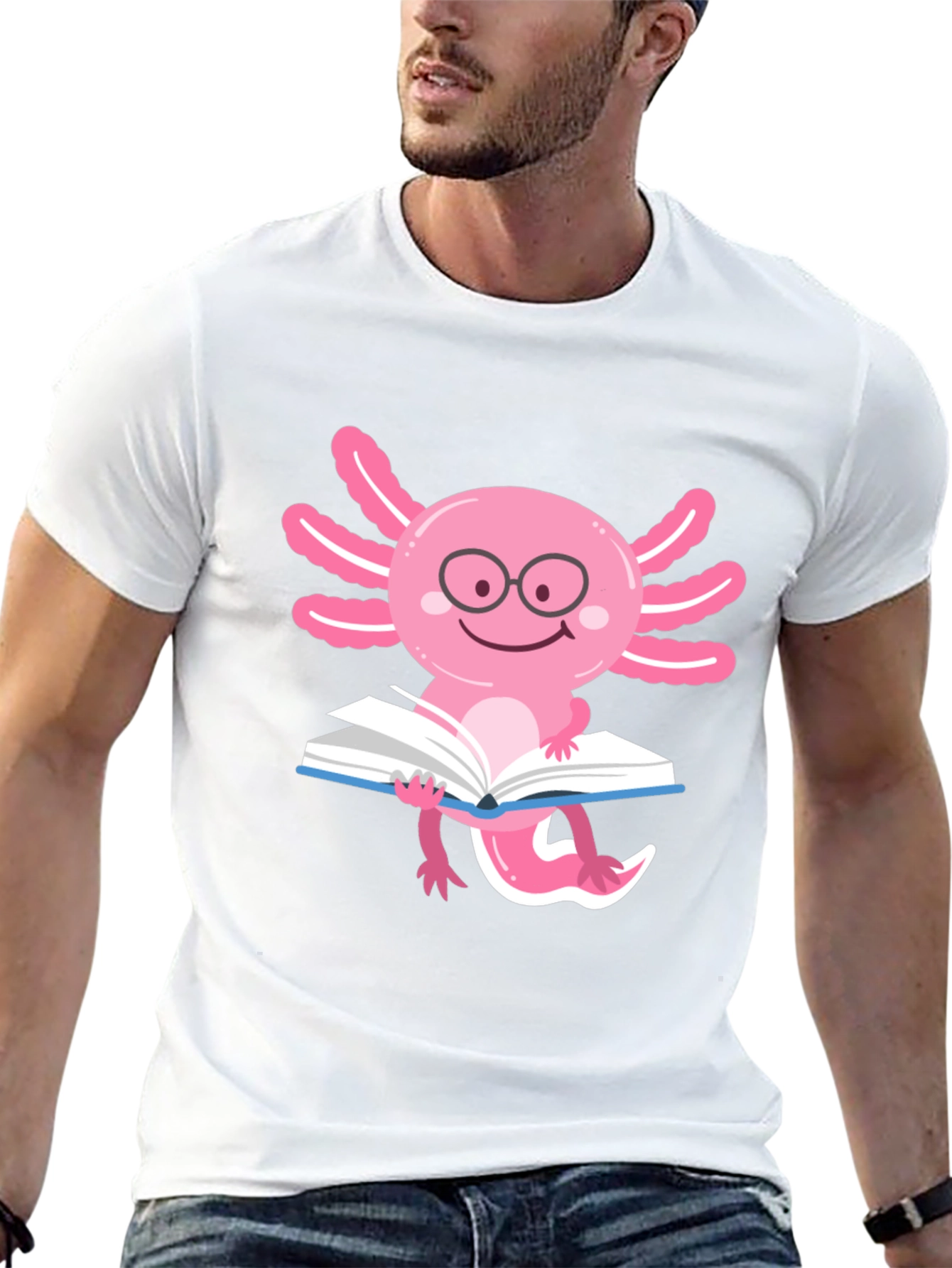 Axolotl Reader T-Shirt - Black Cotton