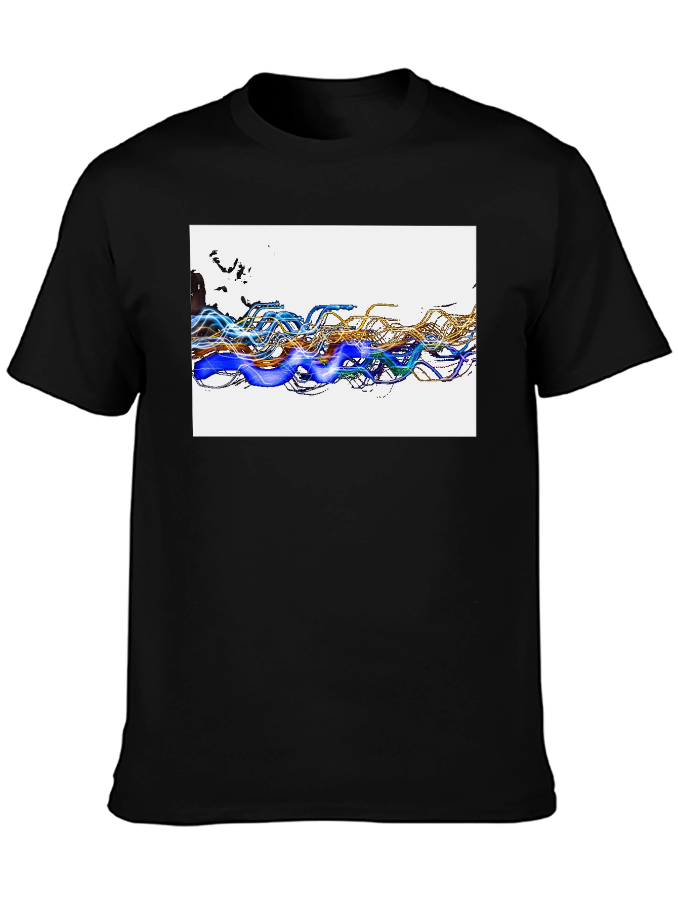 Abstract Wave Graphic Black T-Shirt
