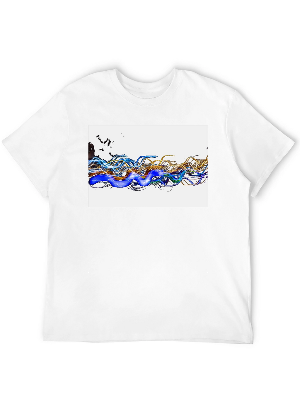 Abstract Wave Graphic Black T-Shirt