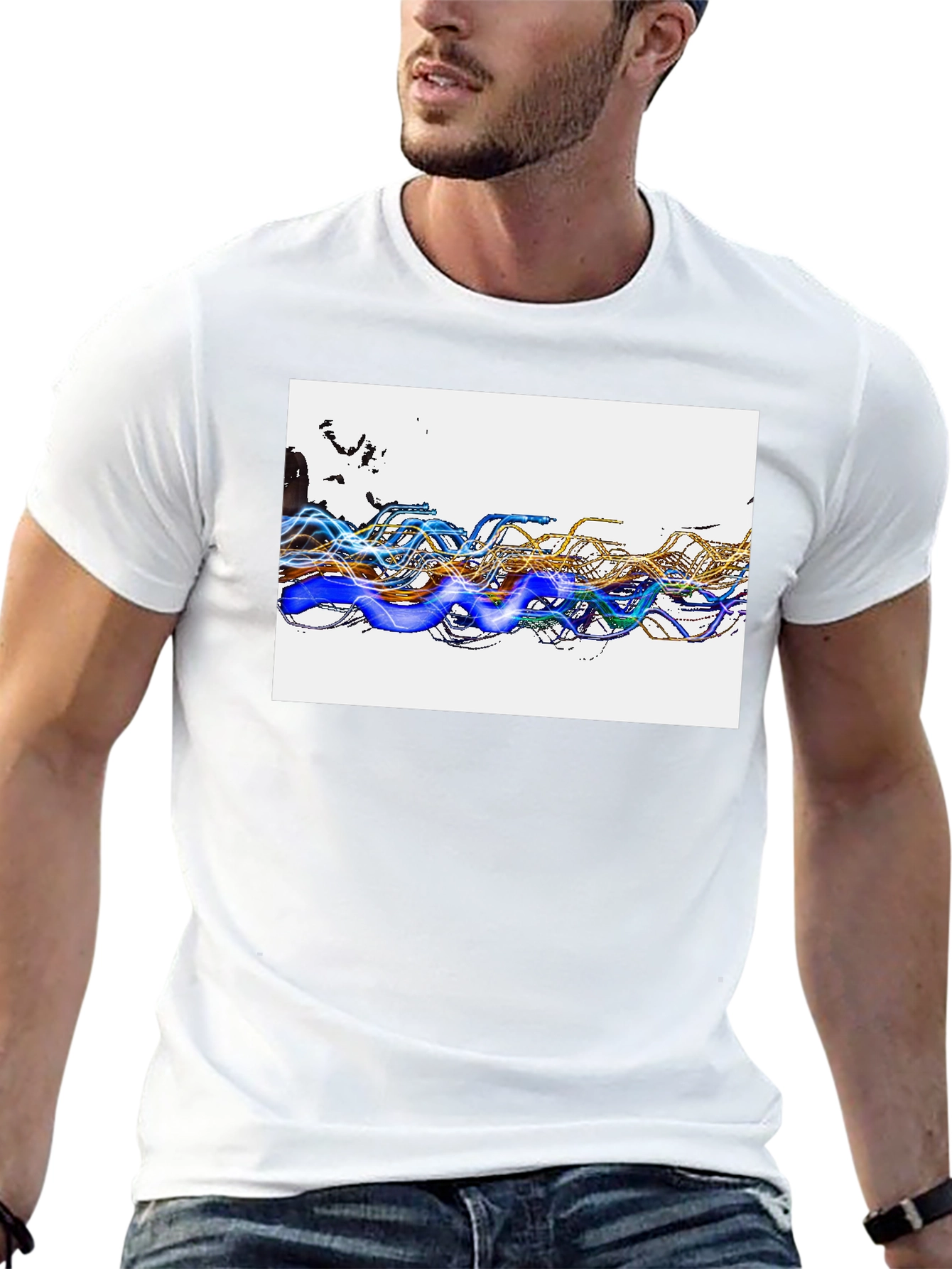 Abstract Wave Graphic Black T-Shirt