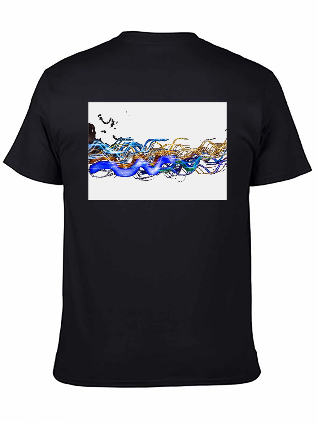 Abstract Wave Graphic Black T-Shirt