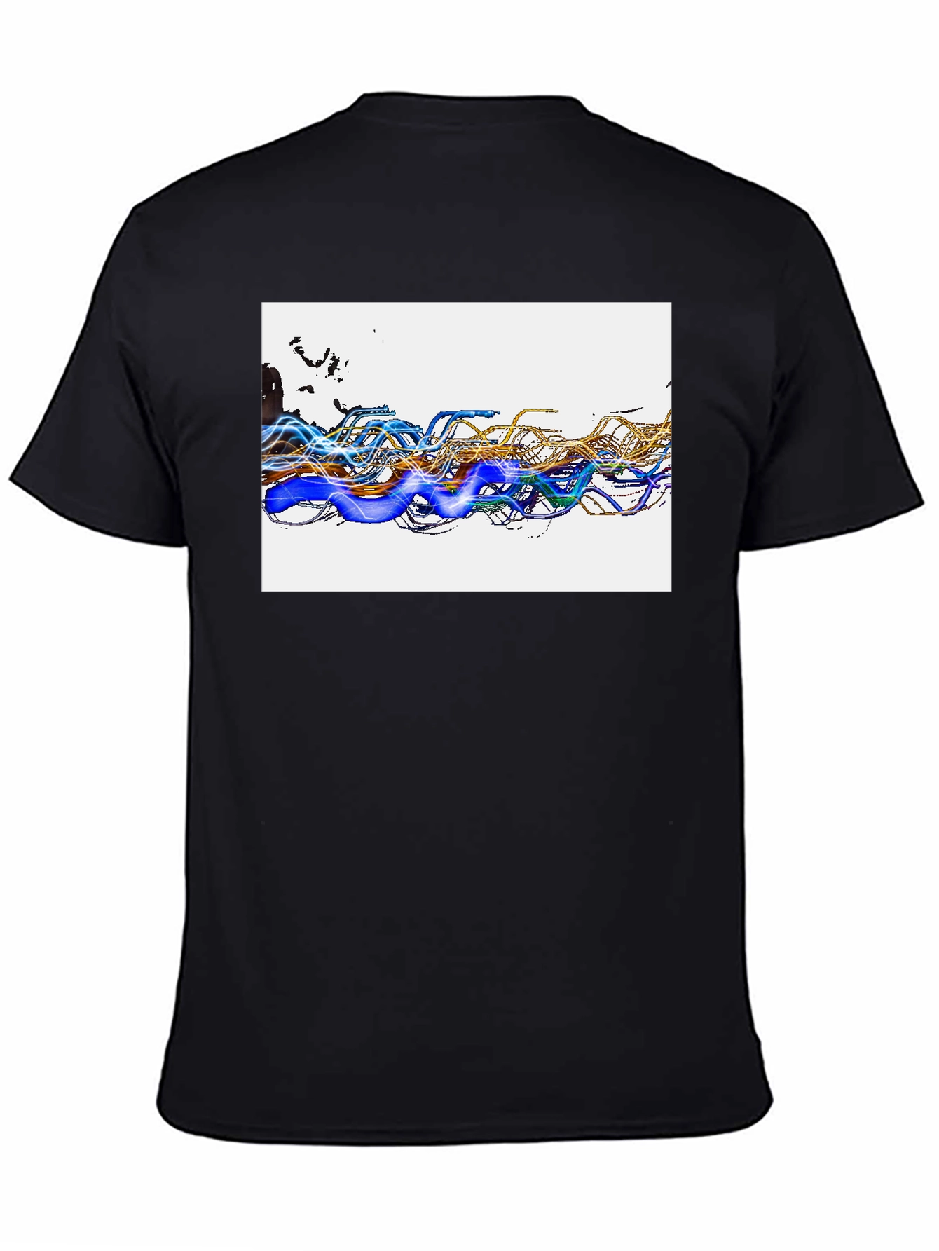 Abstract Wave Graphic Black T-Shirt