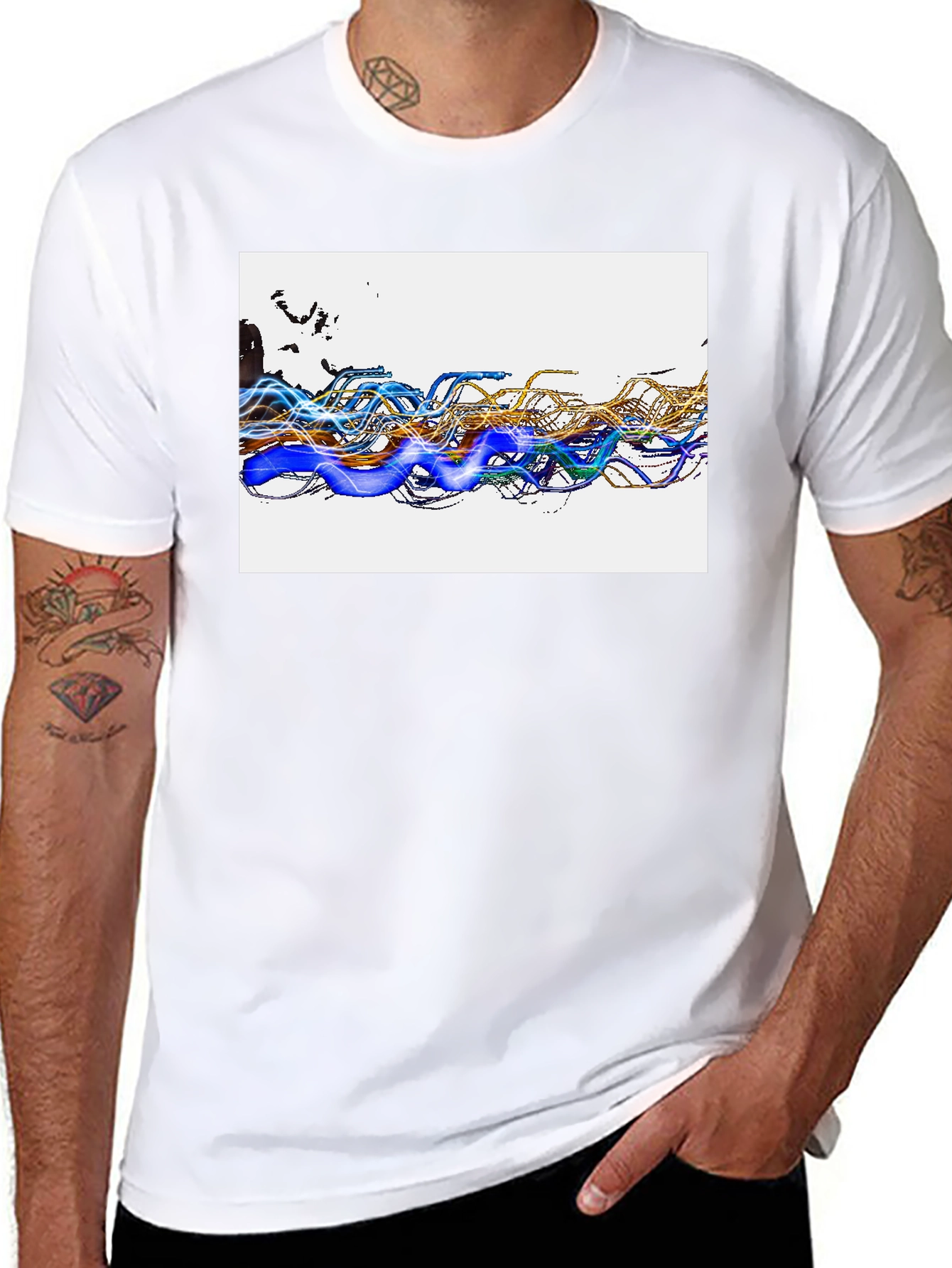 Abstract Wave Graphic Black T-Shirt