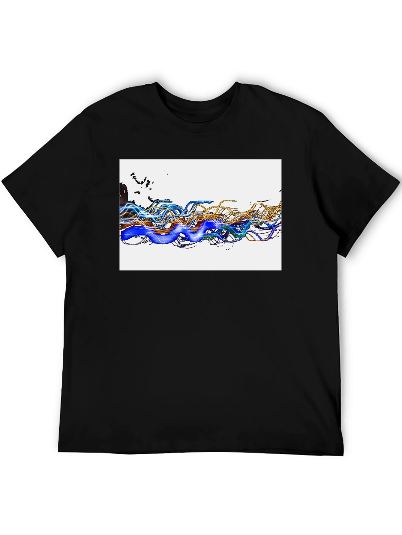 Abstract Wave Graphic Black T-Shirt