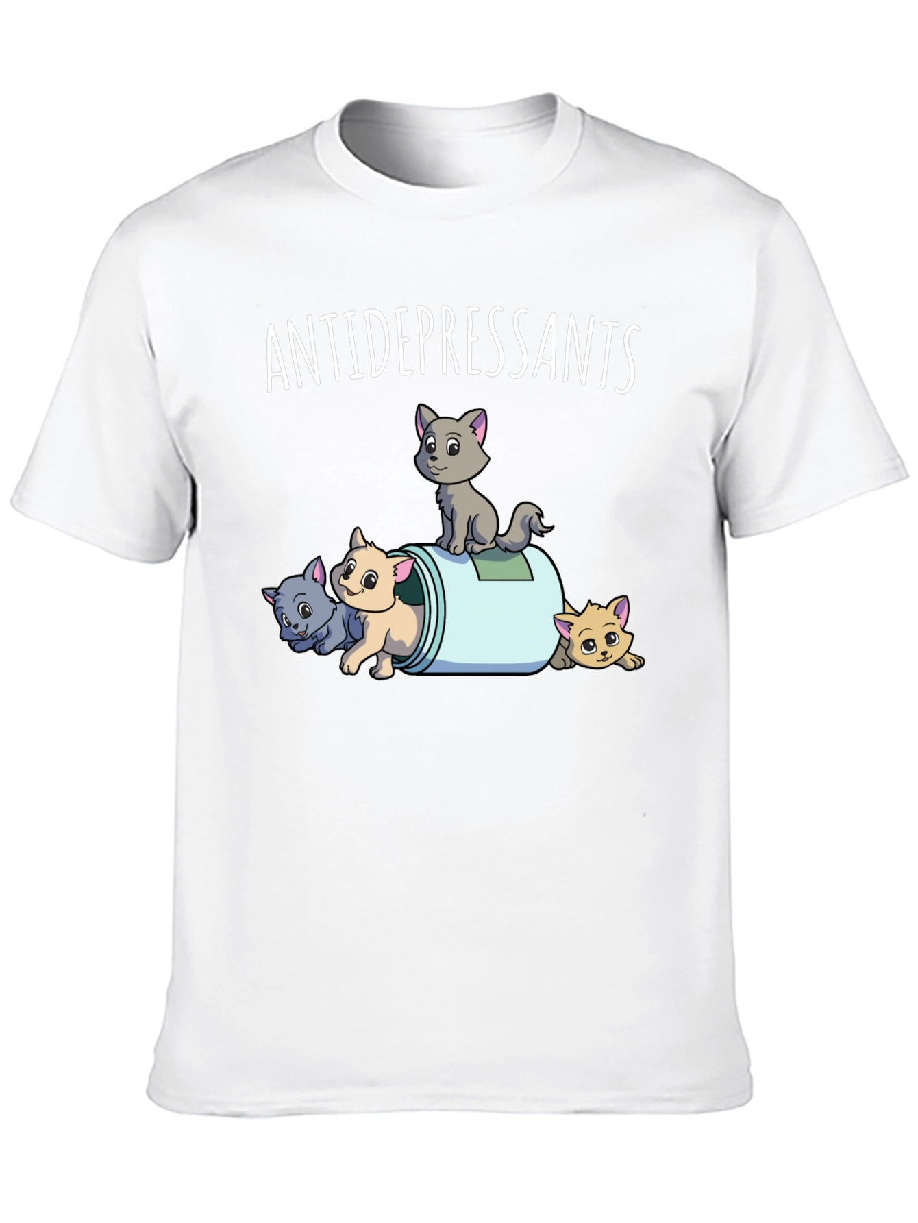 Antidepressants Cats Graphic Tee - Black